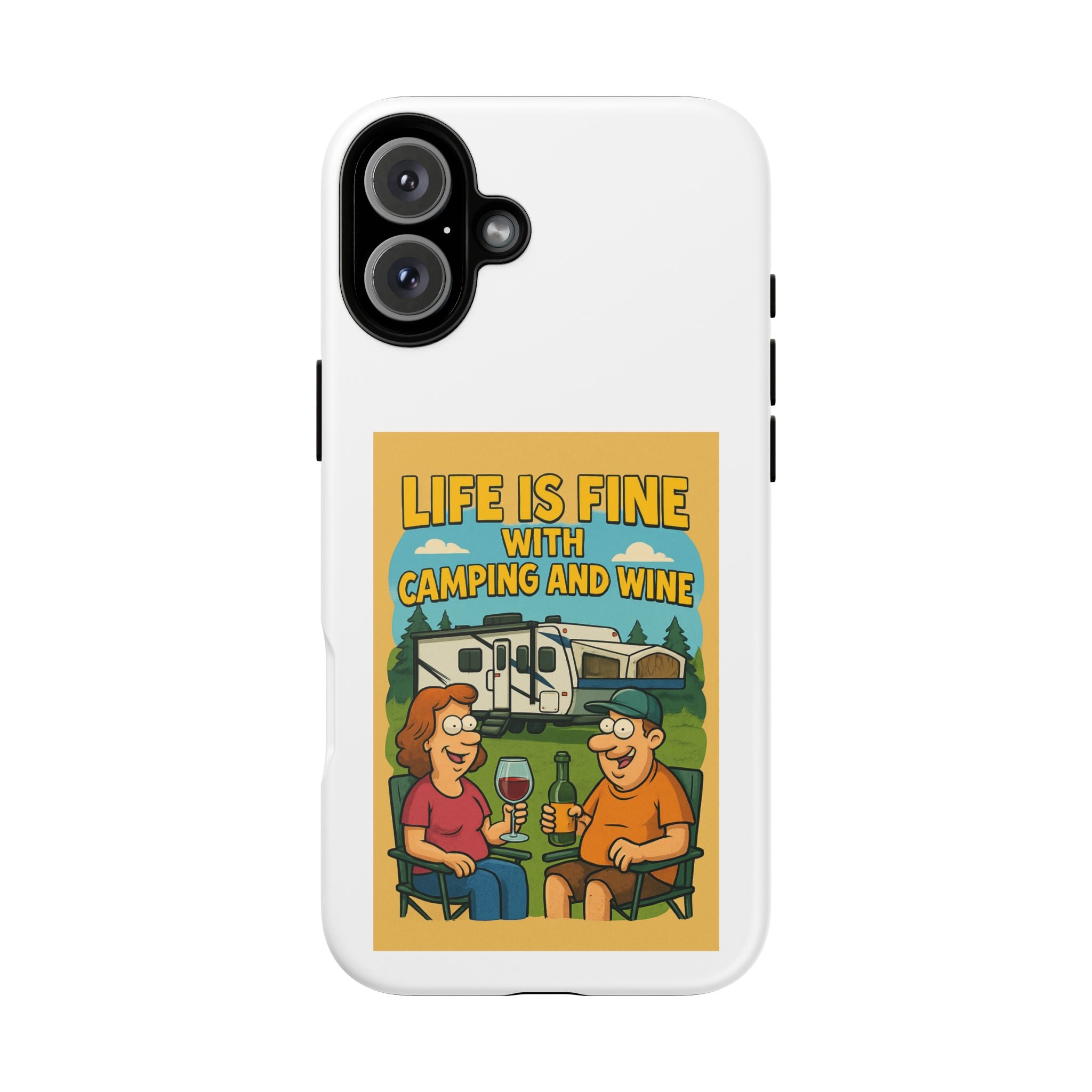 Camping & Wine Phone Case, Outdoor Adventure Accessory, Fun Gift for Campers, Summer Travel Essential, RV Lover Present