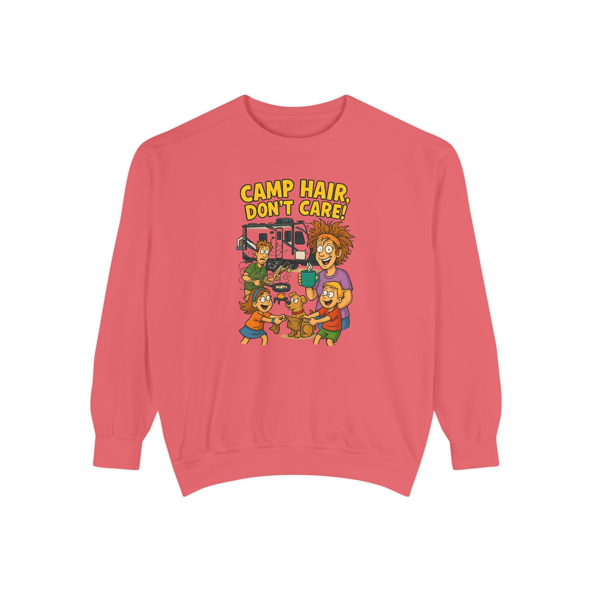 Camp Hair Don't Care Sweatshirt, Cozy Unisex Sweater, Perfect for Campers, Gift for Travel Lovers, Casual Outfit, All Season