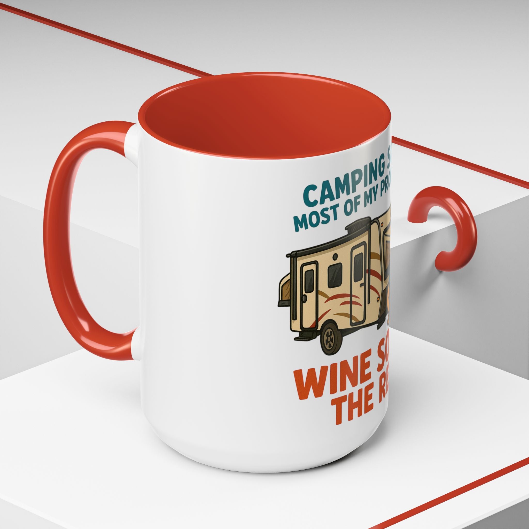 Camping Coffee Mug - Wine Solves the Rest - Fun Camper Mug for Nature Lovers, Gift for Adventurers, Travel Mug, Coffee Lover's Gift