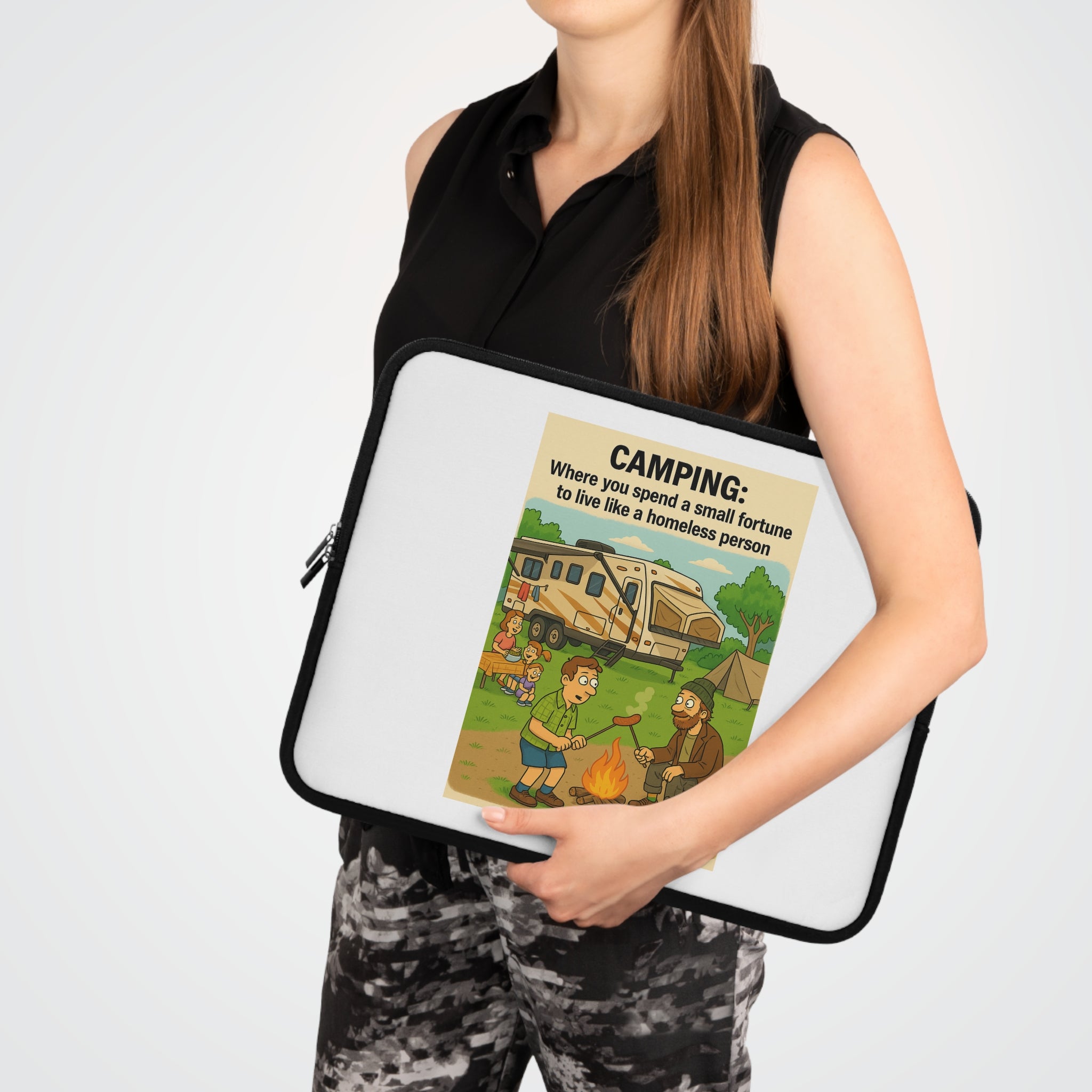Camping Adventure Laptop Sleeve - Fun Outdoor Design, Computer Case for Nature Lovers, Gift for Campers, Unique Accessories