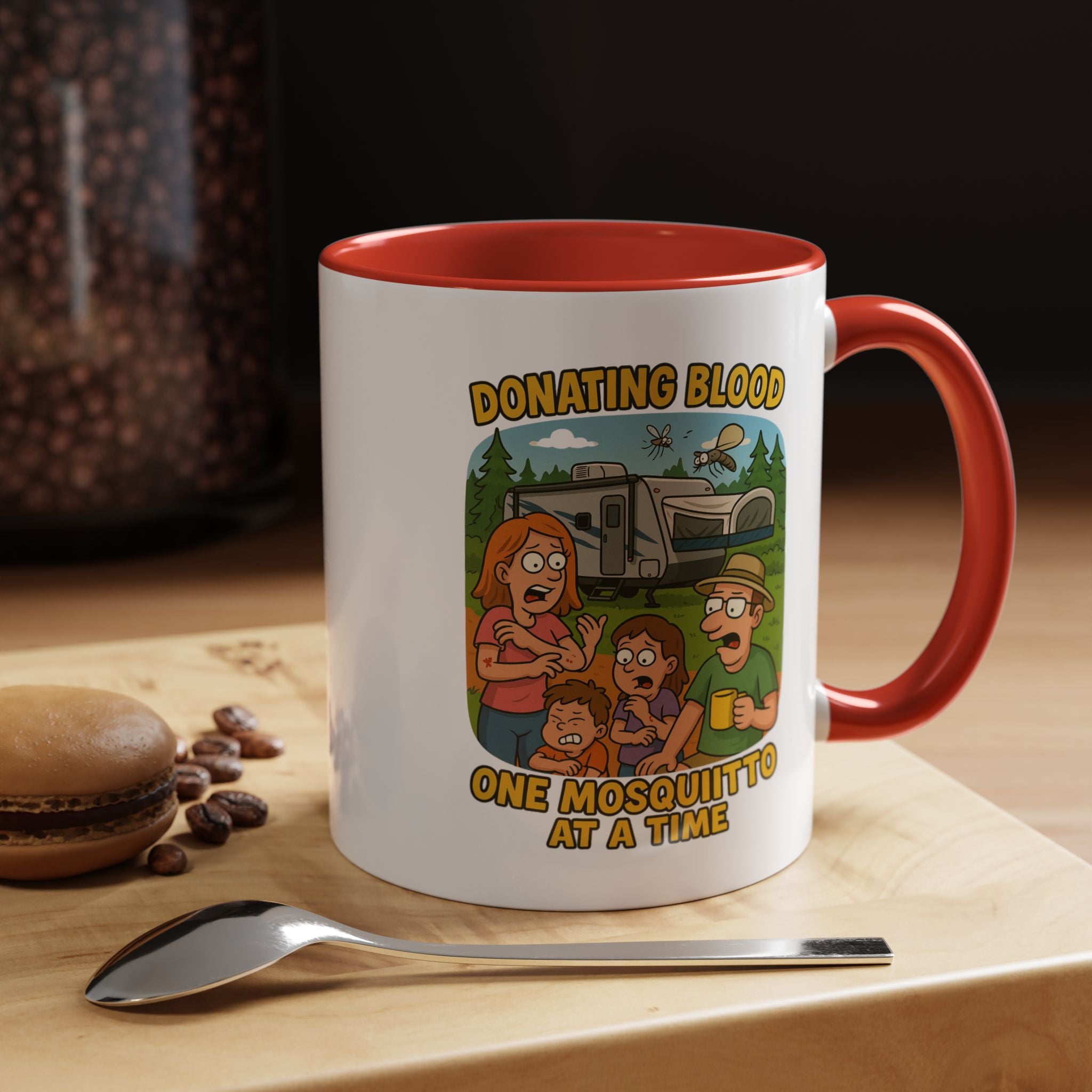 Donating Blood Coffee Mug with Fun Cartoon Design, Unique Gift for Nurses, Healthcare Workers, Humorous Office Mug, Blood Donation Awareness