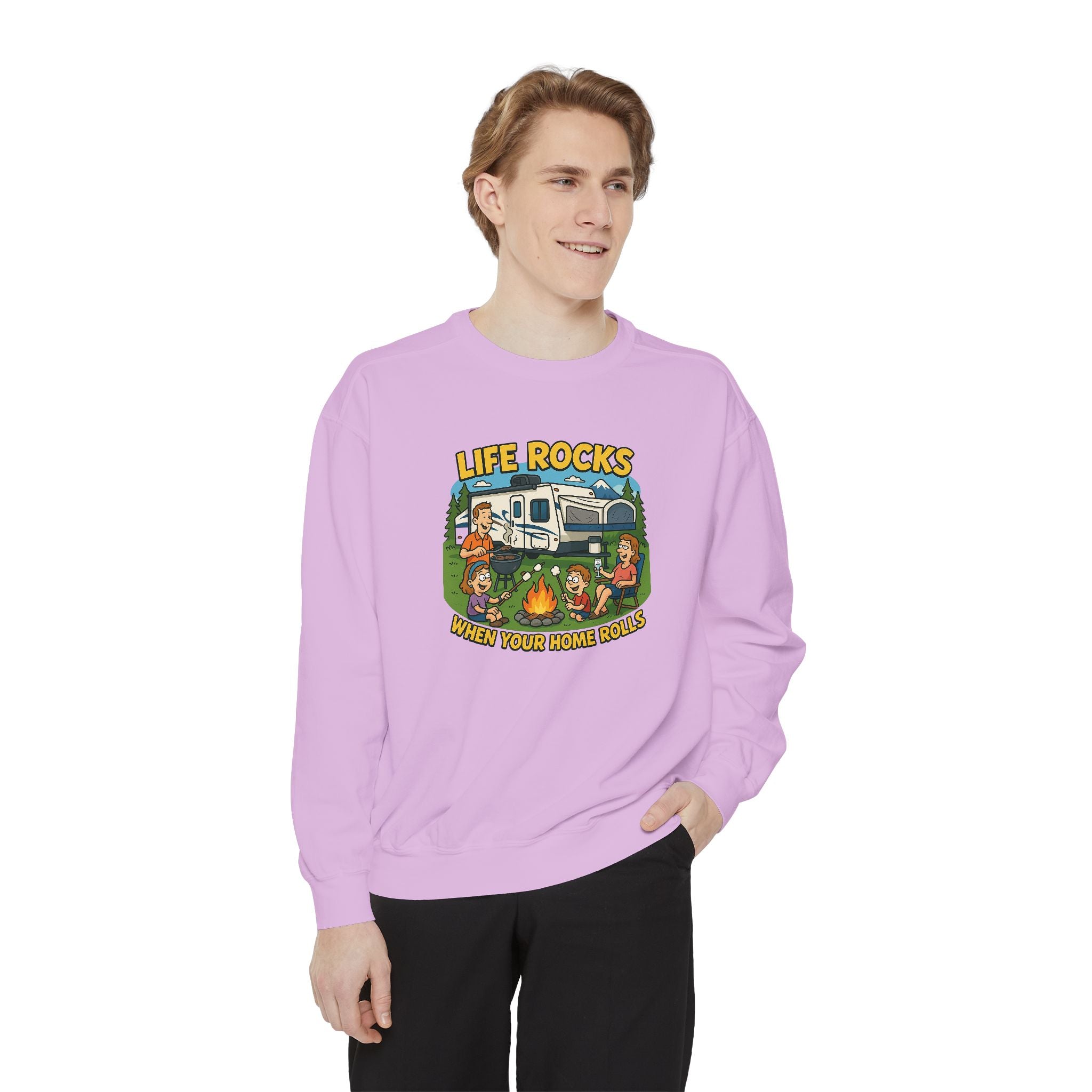 Retro Camping Sweatshirt, Life Rocks Sweater, Unisex Sweatshirt, Vintage RV Sweatshirt, Cozy Outdoor Apparel, Gift for Campers