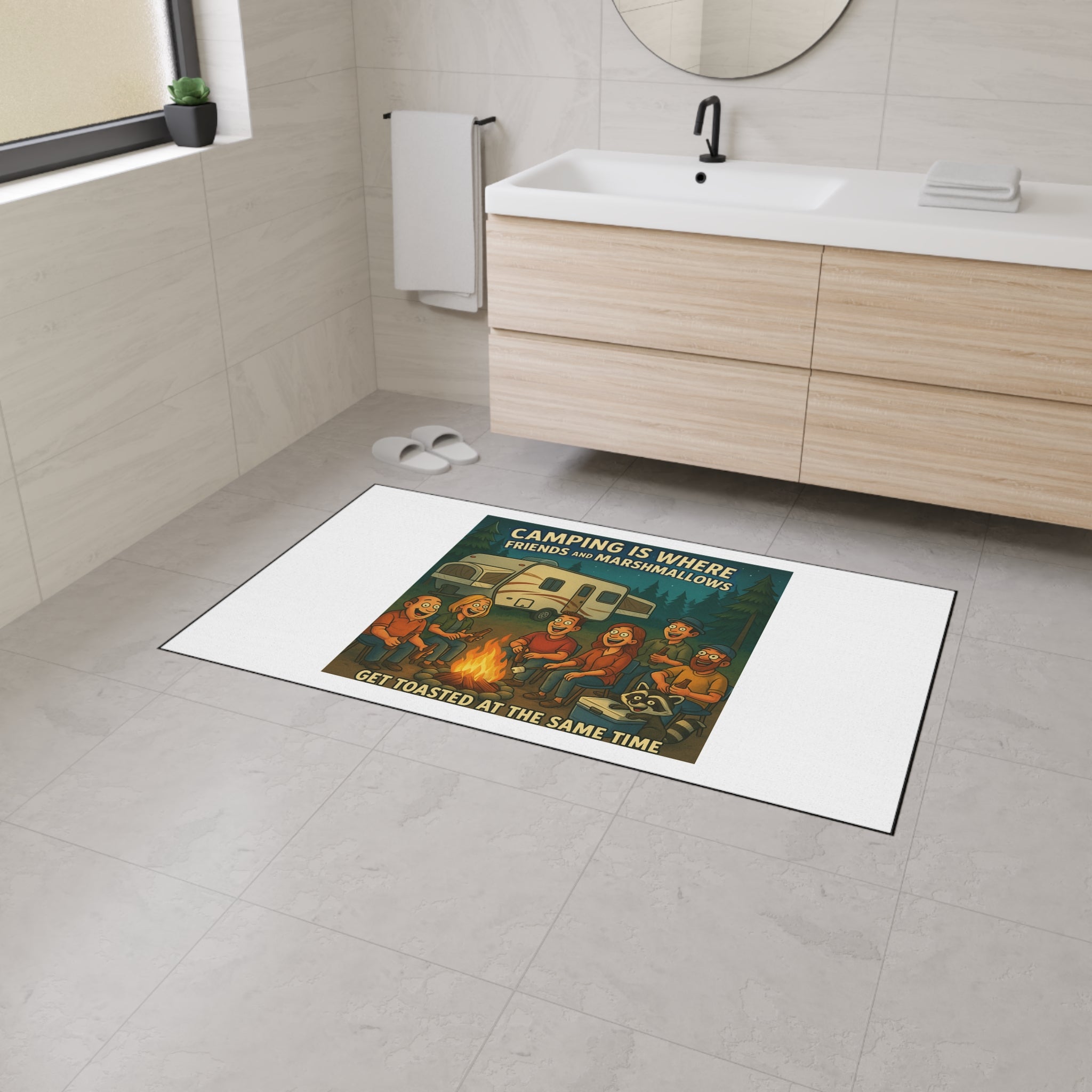 Camping Themed Heavy Duty Floor Mat - Perfect for Outdoor Gatherings, RV Life, Barbecues, and Cozy Campfires