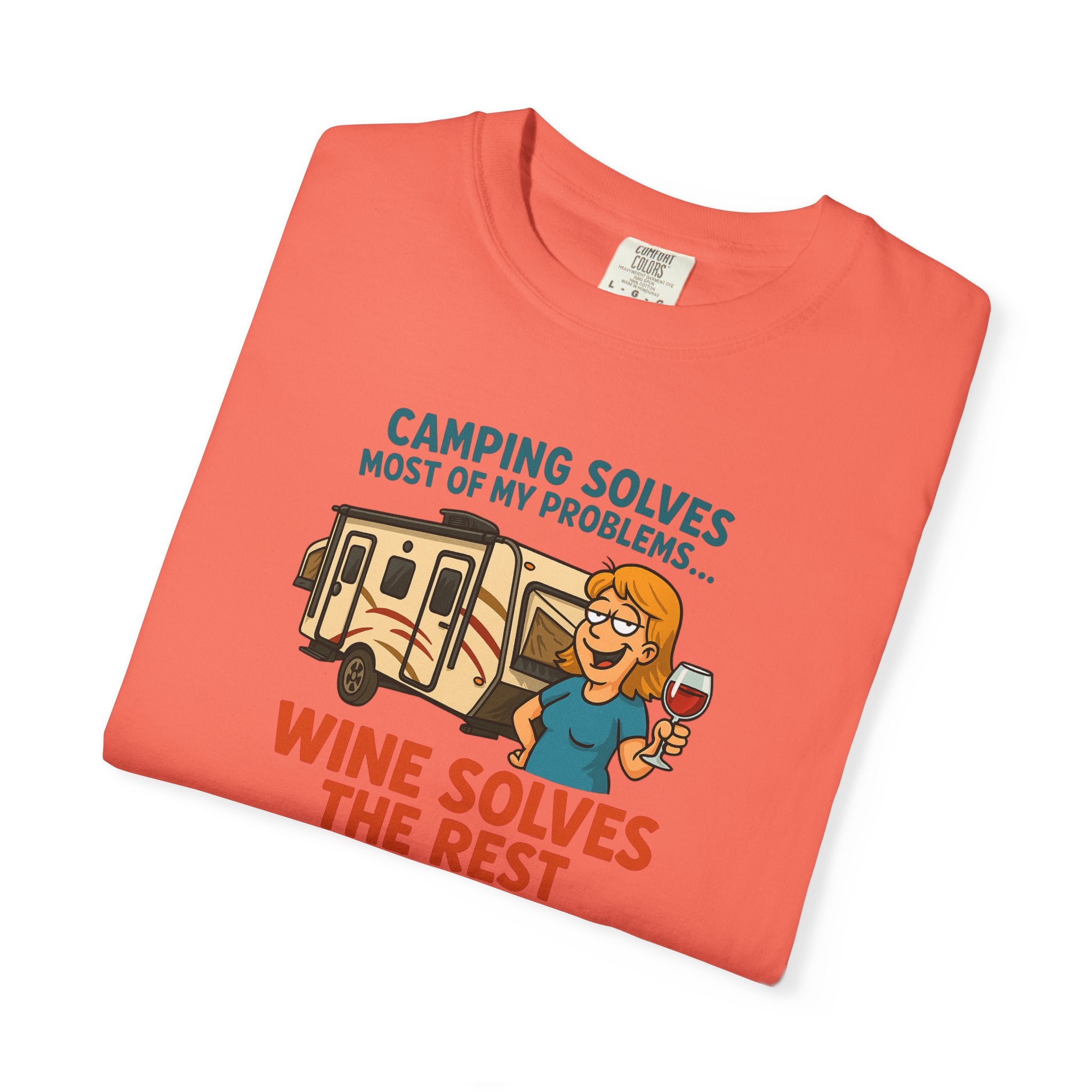 Camping & Wine Unisex T-Shirt, Relaxed Fit Tee, Perfect Gift for Campers, Wine Lovers, Outdoor Enthusiasts, Summer Celebrations