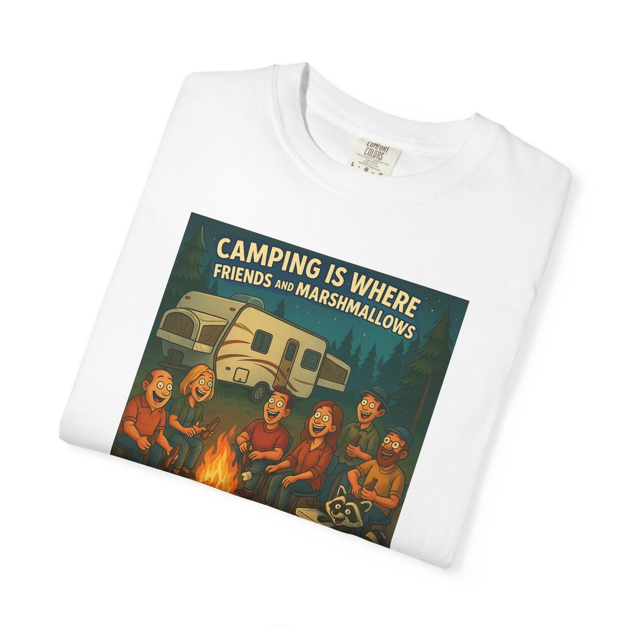 Camping T-Shirt: Get Toasted with Friends, Unisex Garment-Dyed Tee, Outdoor Adventure Shirt, Camping Gift, Summer BBQ Shirt, Family [...]