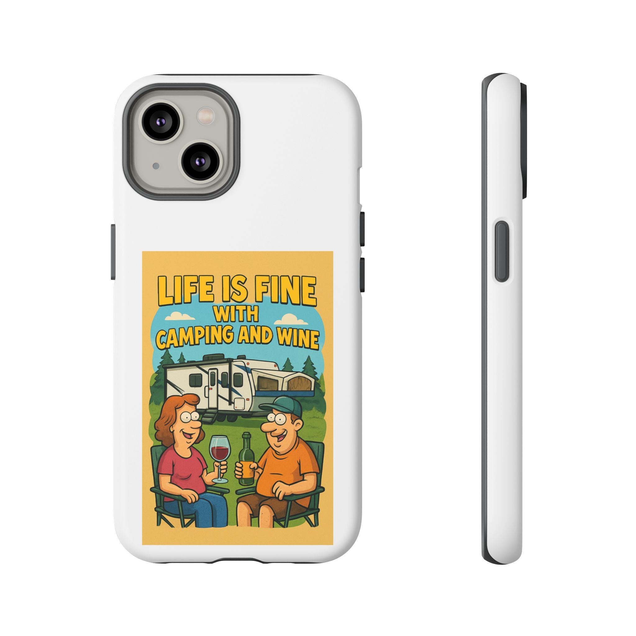 Camping & Wine Phone Case, Outdoor Adventure Accessory, Fun Gift for Campers, Summer Travel Essential, RV Lover Present