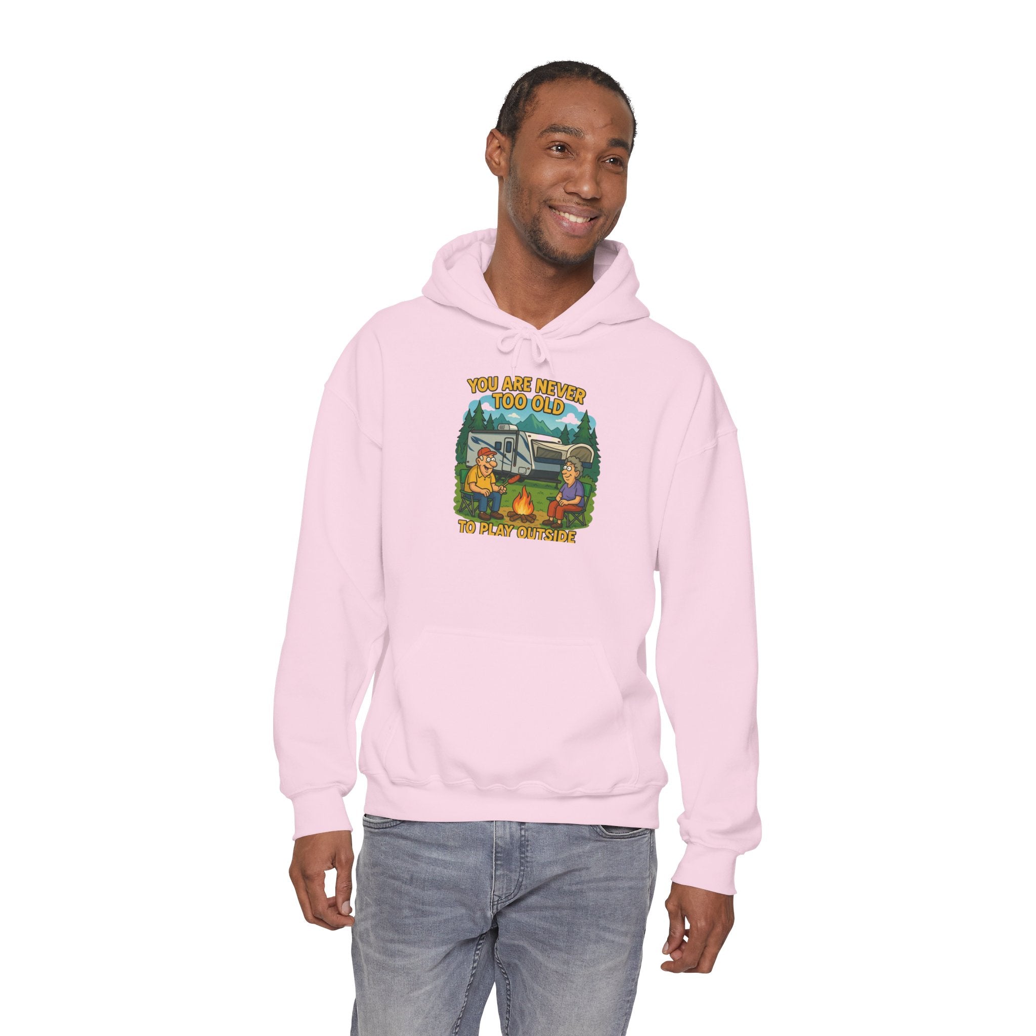 Campfire Adventure Hoodie - 'You Are Never Too Old to Play' Sweatshirt