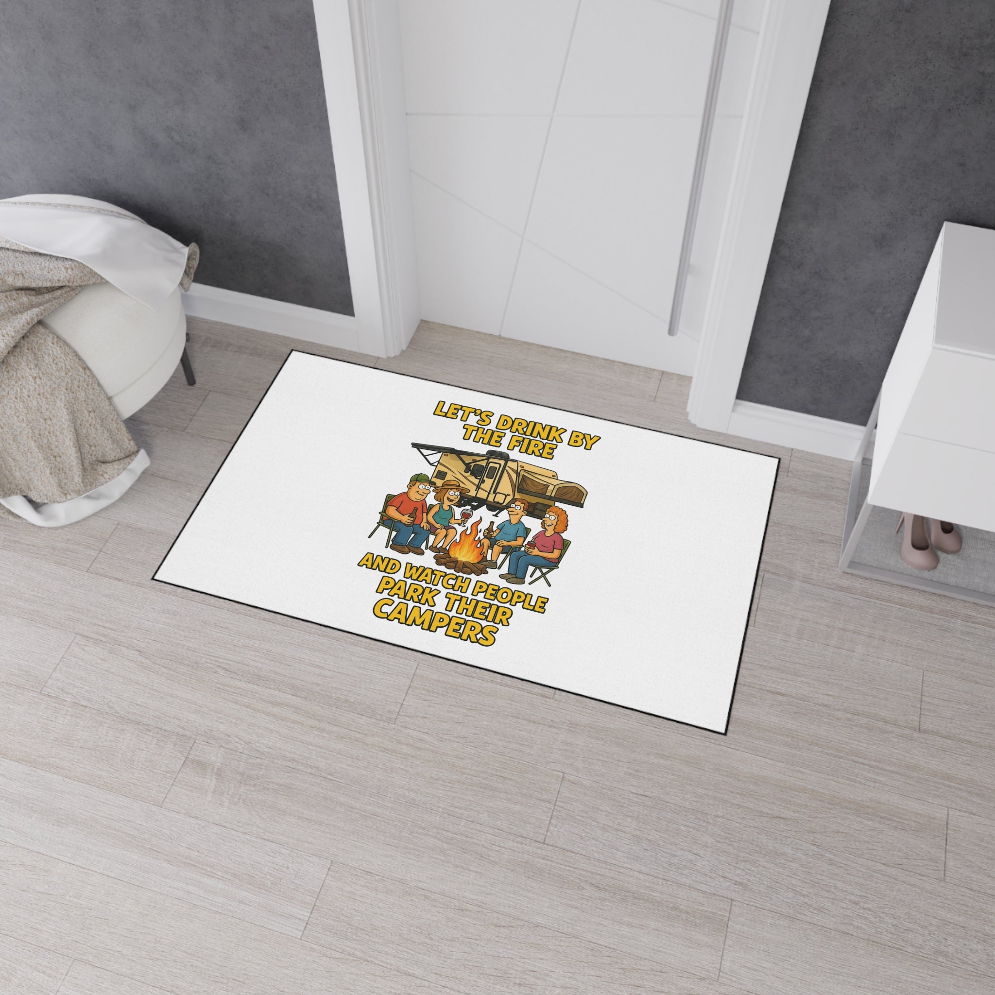 Camper-Themed Heavy Duty Floor Mat for Outdoor Gatherings, RV Decor, Camping Accessories, BBQ Parties, Fire Pit Mat