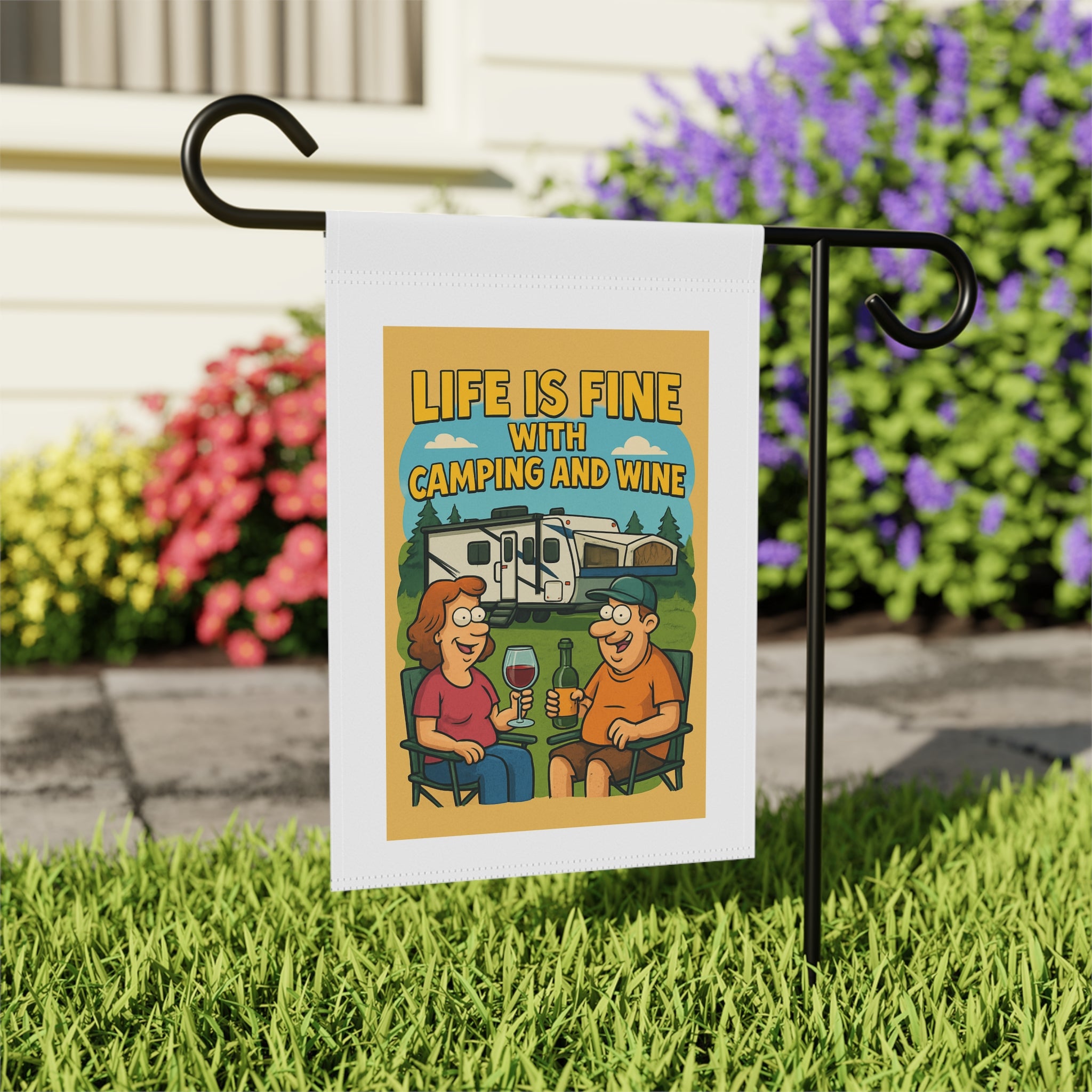 Camping Banner, Garden Decor, Outdoor Vibes, Wine Lovers Gift, Fun Camping Decorations, Unique Home & Garden Banner