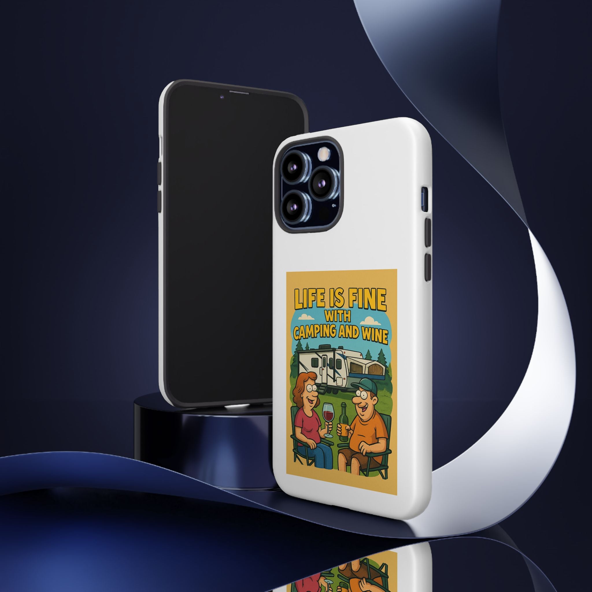 Camping & Wine Phone Case, Outdoor Adventure Accessory, Fun Gift for Campers, Summer Travel Essential, RV Lover Present