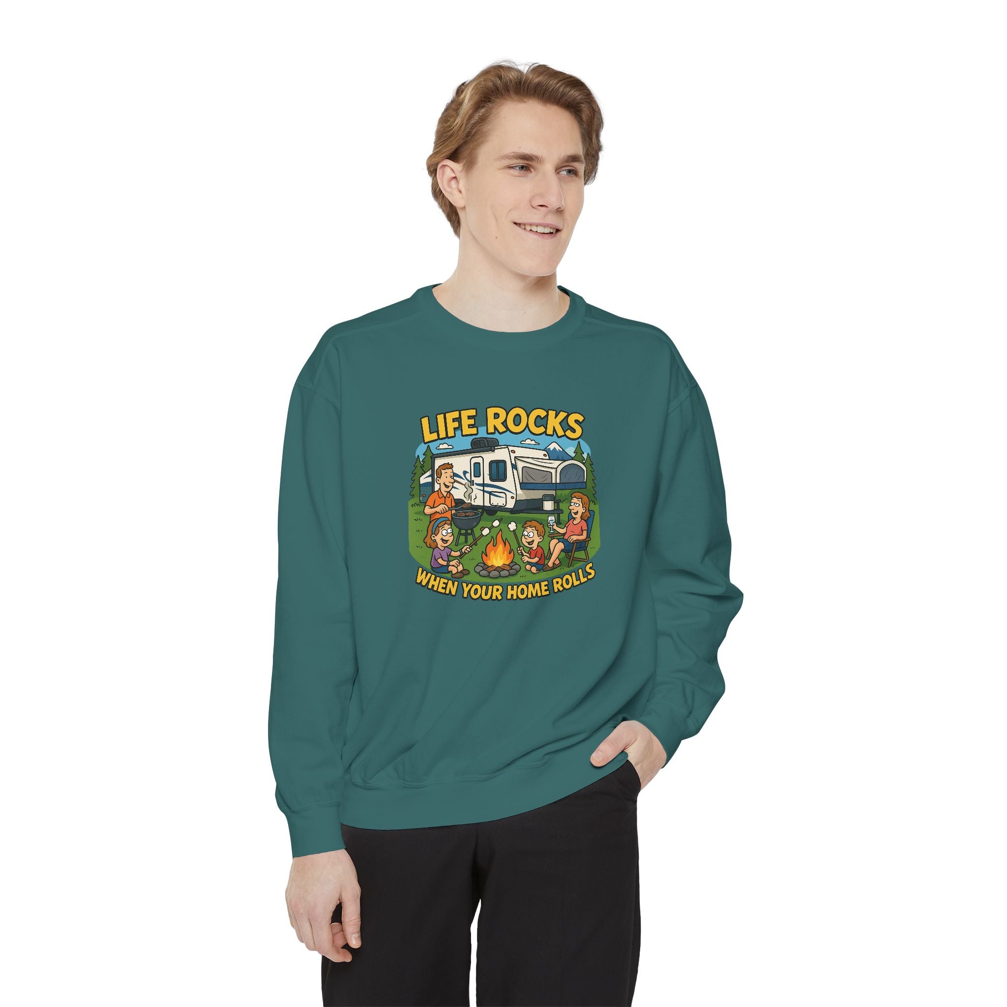 Retro Camping Sweatshirt, Life Rocks Sweater, Unisex Sweatshirt, Vintage RV Sweatshirt, Cozy Outdoor Apparel, Gift for Campers