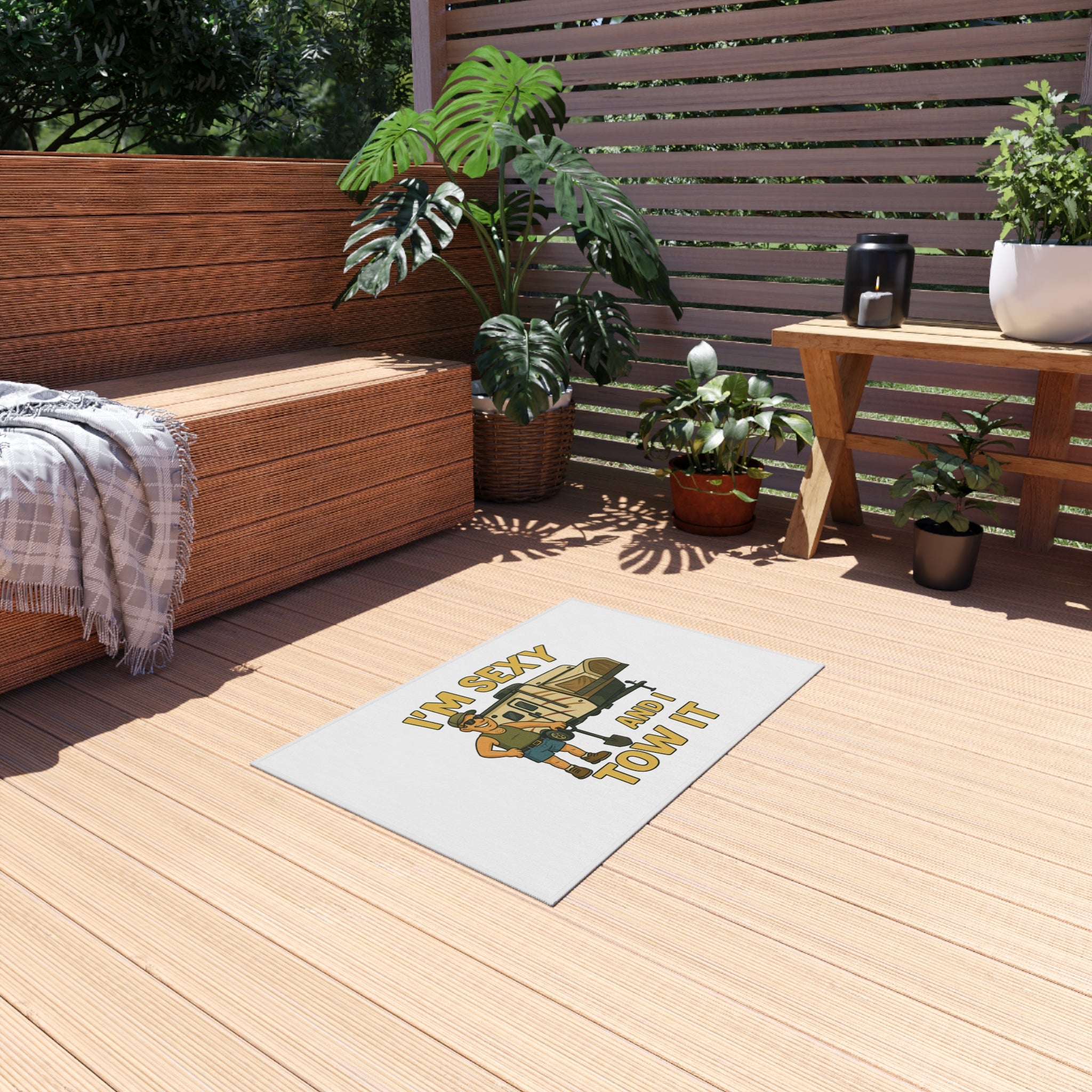 Outdoor Rug with Humor, Fun Camping Decor, RV Enthusiast Gift, Patio Rug, Playful Outdoor Decor
