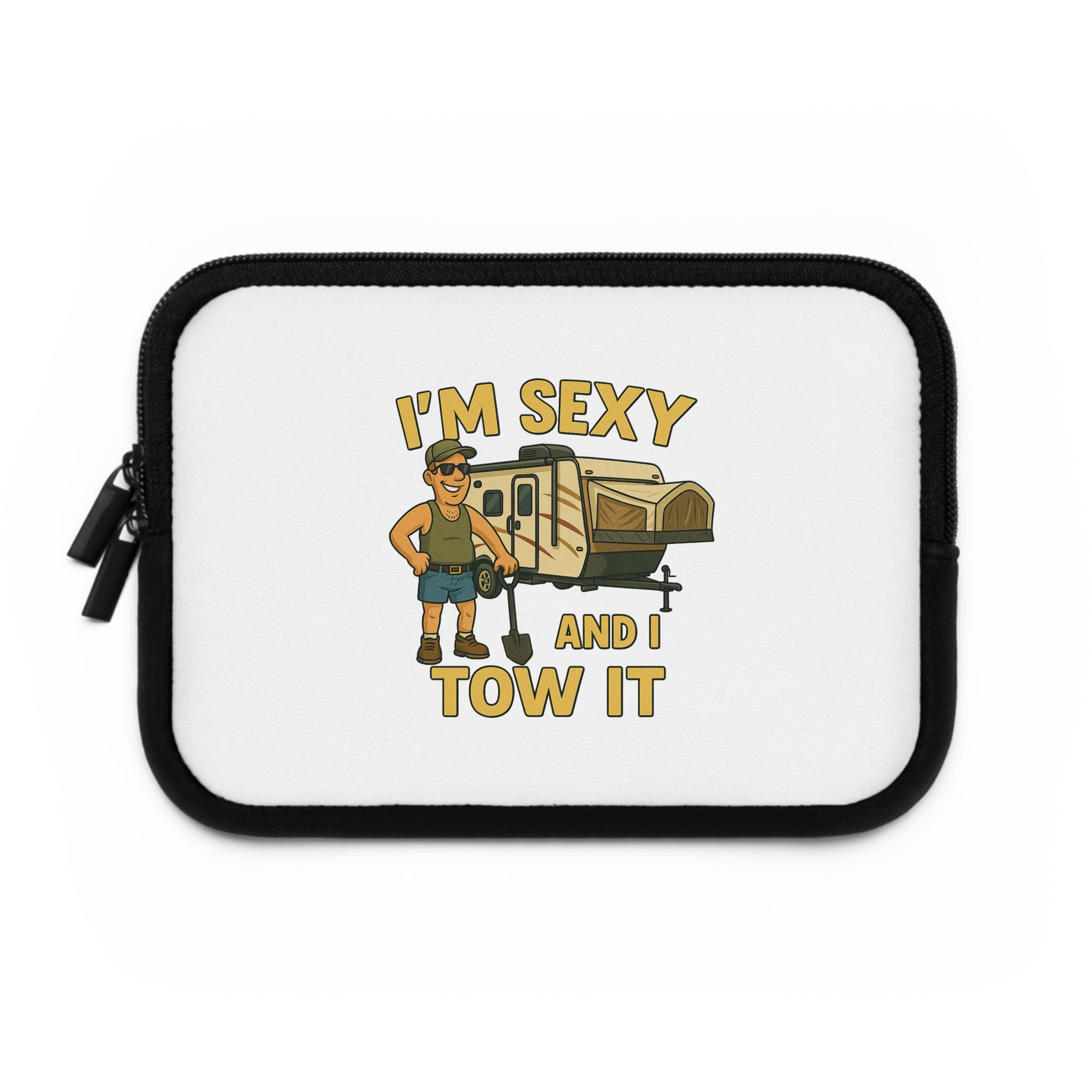 Funny Camping Laptop Sleeve - I'm Sexy and I Tow It, RV Lover Gift, Travel Accessory, Unique Computer Bag, Camping Enthusiast Present