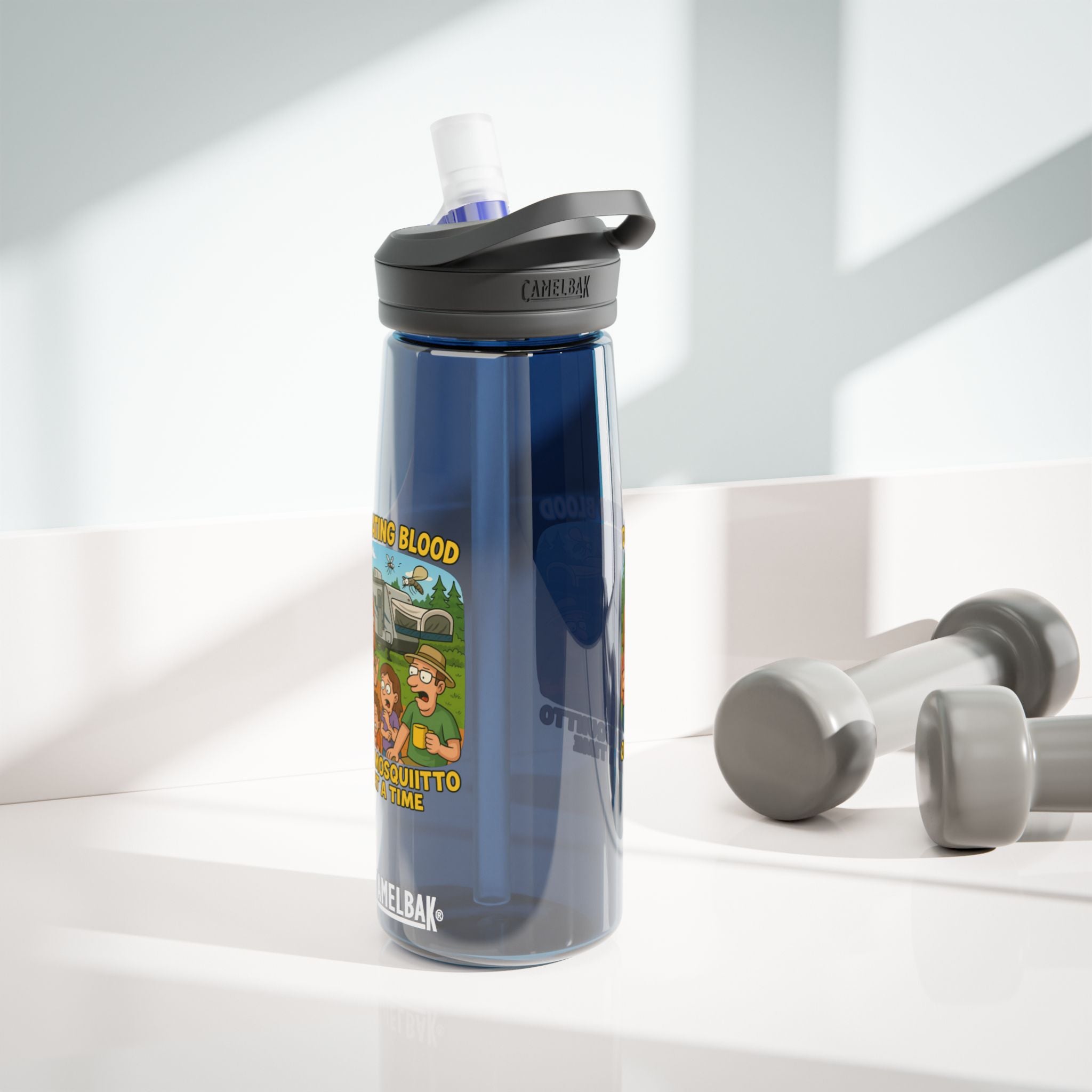 Fun Cartoon Water Bottle, Quirky Drinkware, Motivational Hydration, Eco-Friendly Gift, Ideal for Campers, Perfect for Summer, Donation Theme