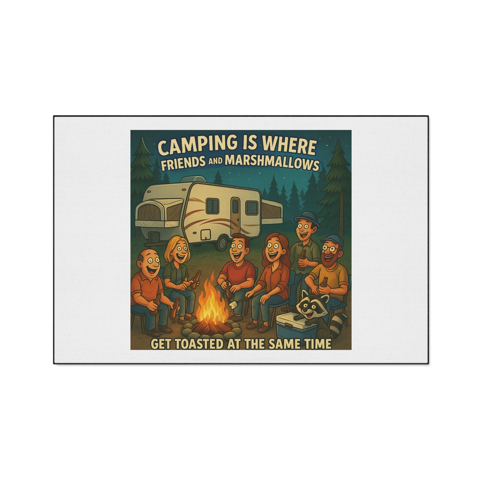 Camping Themed Heavy Duty Floor Mat - Perfect for Outdoor Gatherings, RV Life, Barbecues, and Cozy Campfires