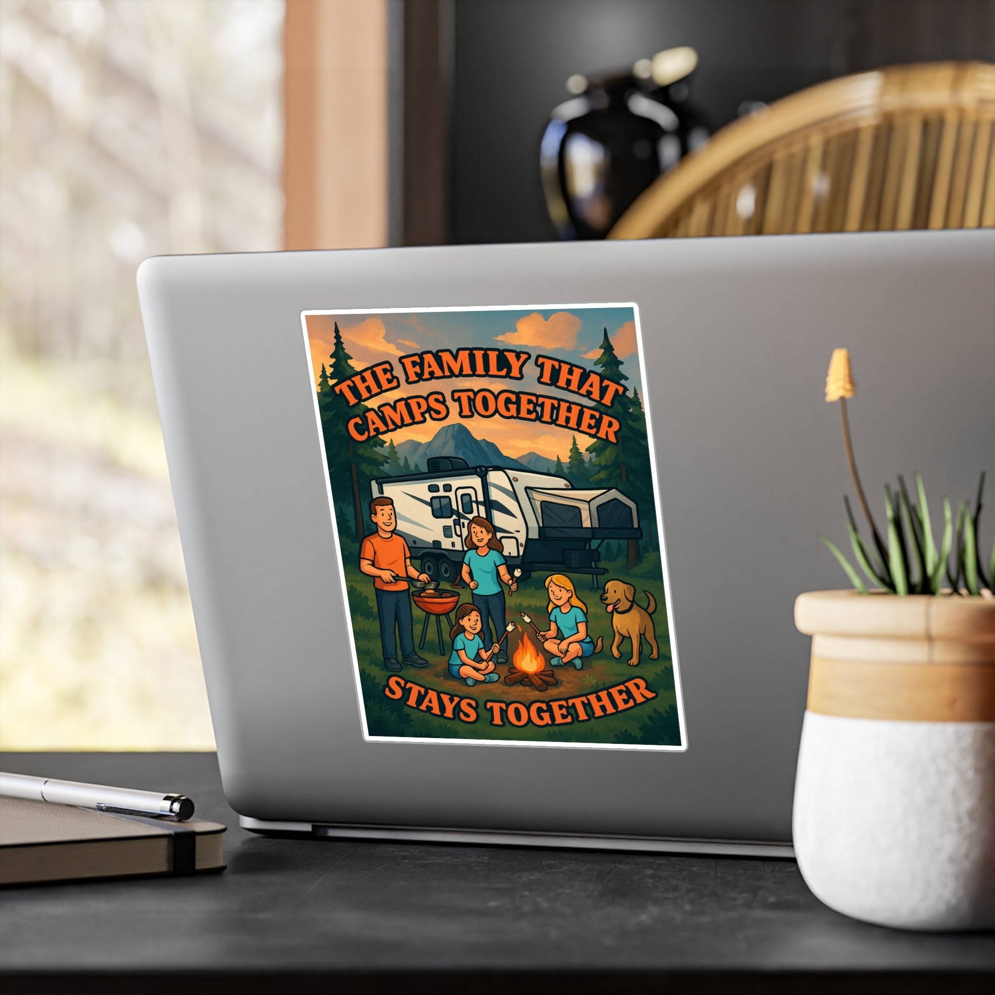 Family Camp Night Kiss-Cut Vinyl Decals - Camping Decor, Family Bonding, Outdoor Stickers, Travel Gifts, RV Accessories