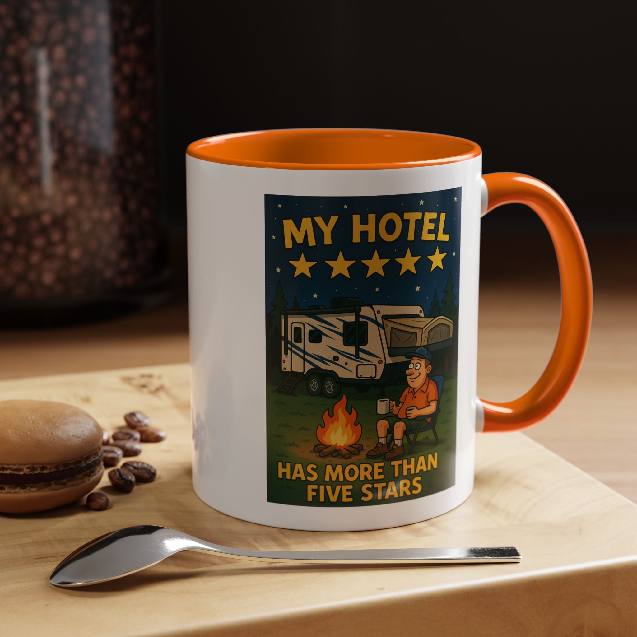 Camping-Themed Accent Coffee Mug | Perfect for RV Lovers, Campers, Travelers, Cozy Nights, Outdoor Adventures, Unique Gift Ideas