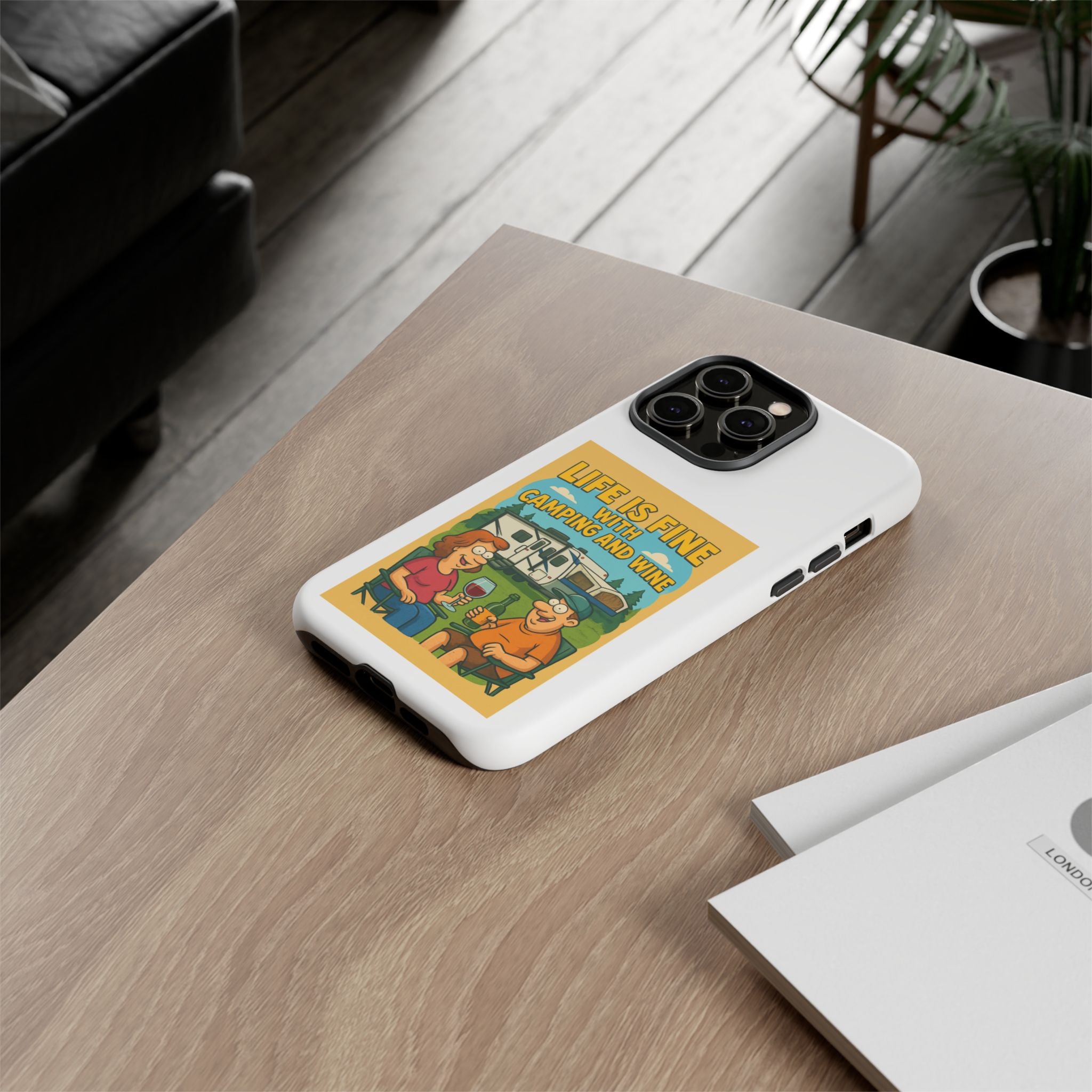 Camping & Wine Phone Case, Outdoor Adventure Accessory, Fun Gift for Campers, Summer Travel Essential, RV Lover Present