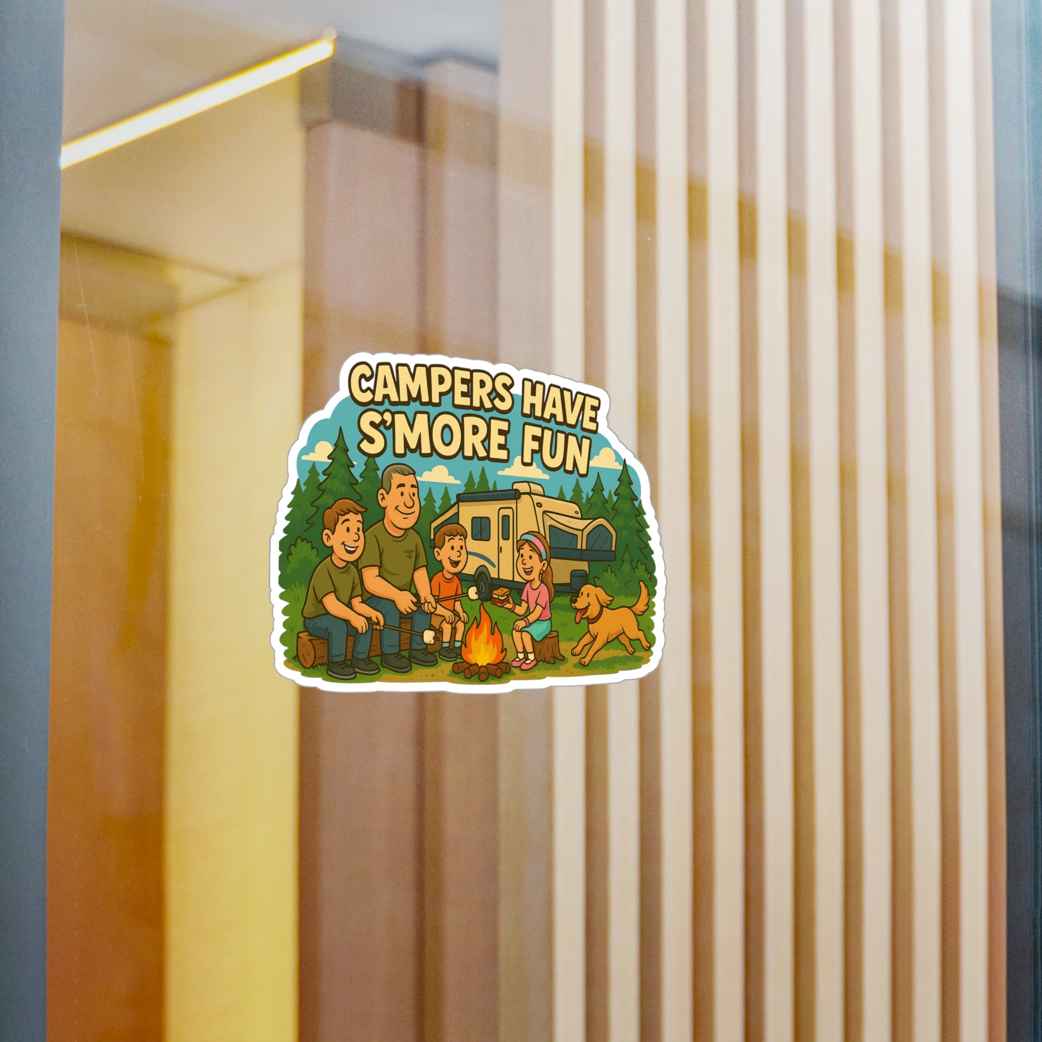 Campfire Family Fun Vinyl Decals | Camping Decor for Adventurers, Stickers for Water Bottles, Laptops, RVs and More