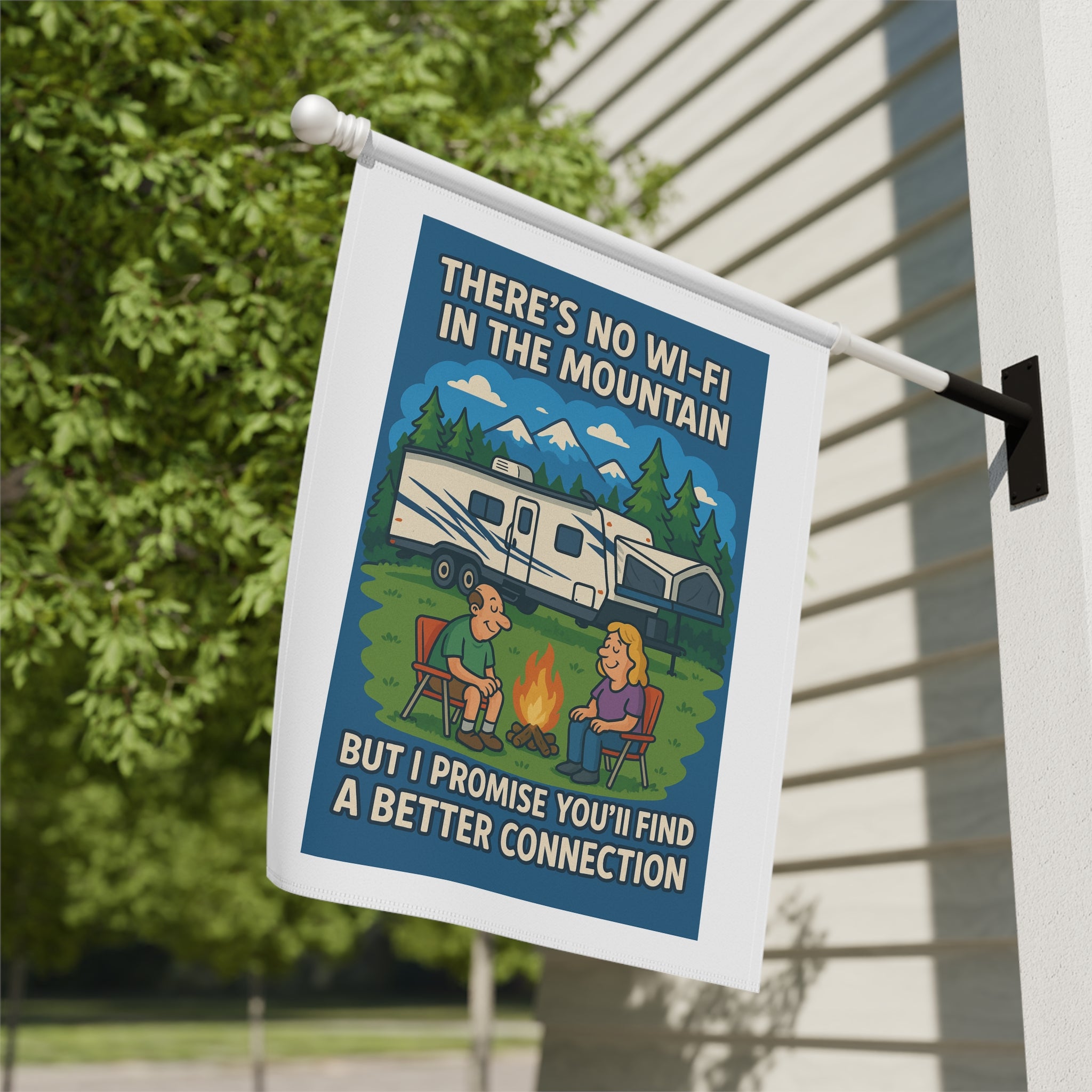 Campfire Connection Garden Banner, Outdoor Decor, RV Camping Welcome Sign, Hiking Gift, Summer BBQ Decoration