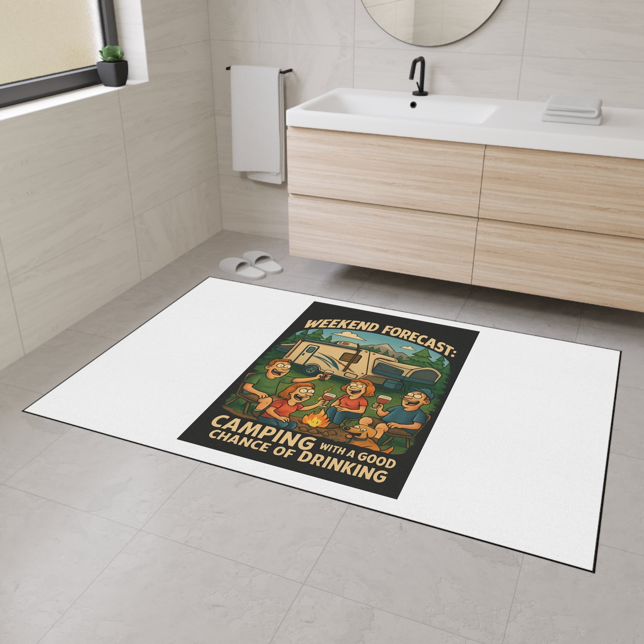 Camping-Themed Heavy Duty Floor Mat - Perfect for Outdoor Lovers, Home Decor, RV Accessories, Picnic, BBQ, Gifts