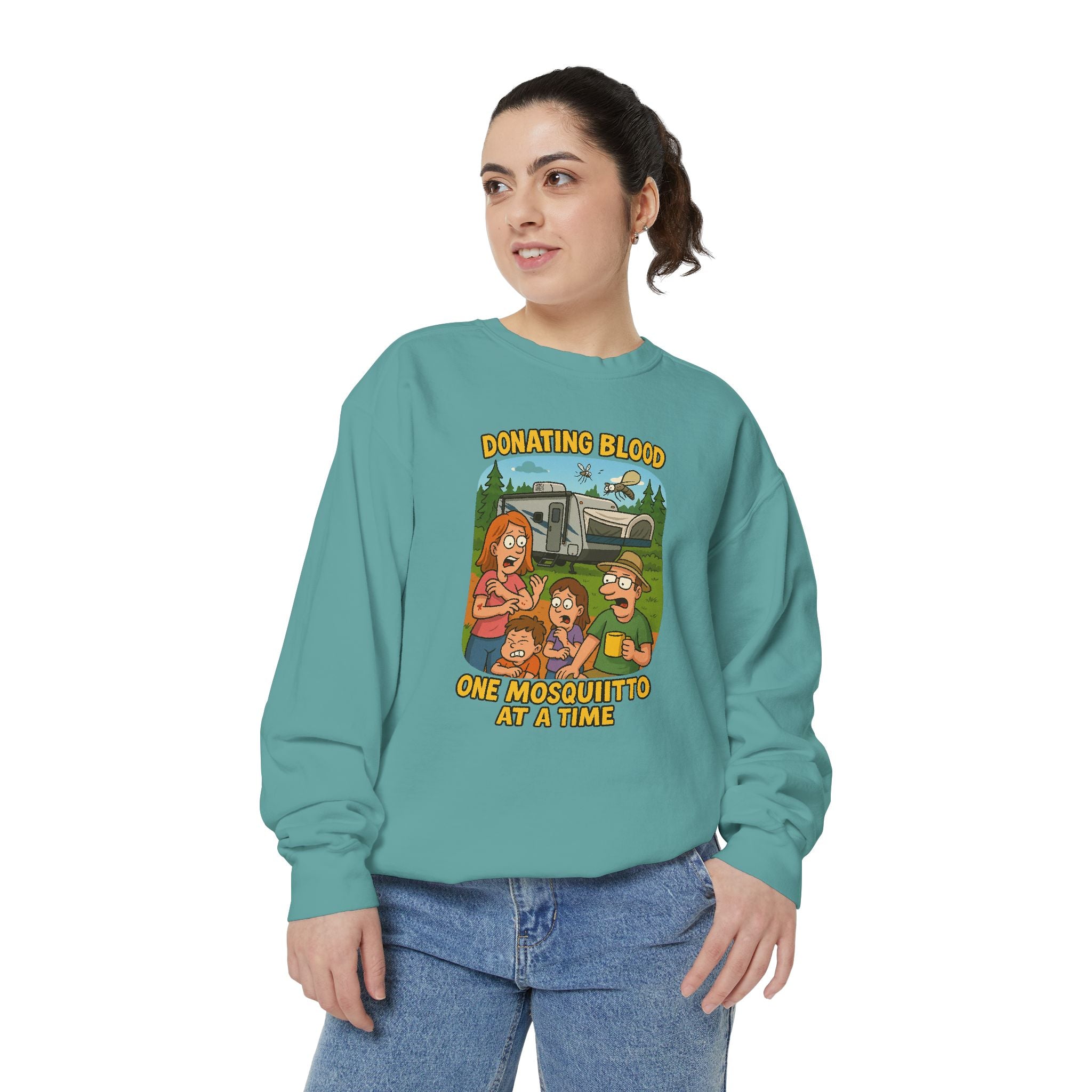 Unisex Garment-Dyed Sweatshirt - Donating Blood One Mosquito at a Time