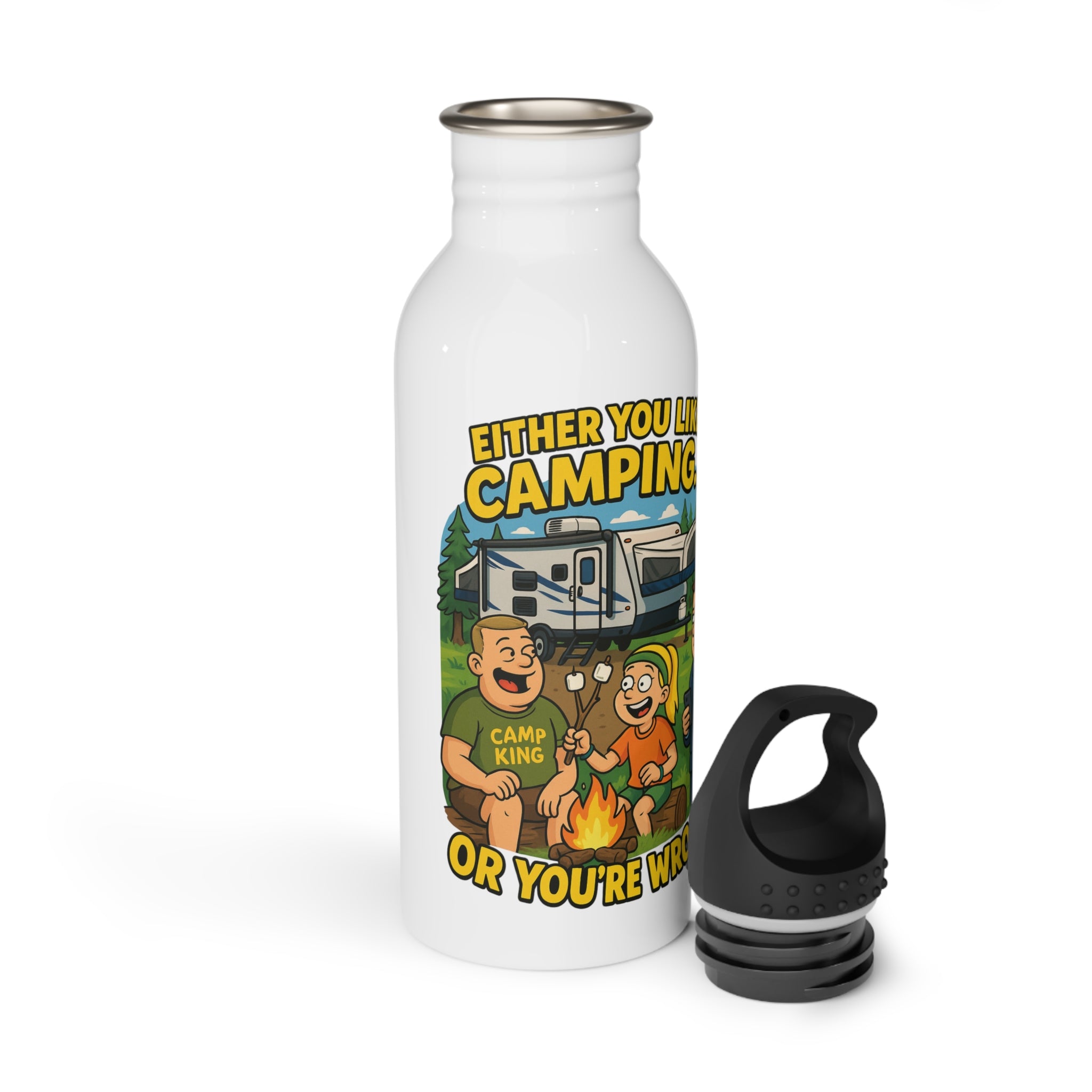 Camping Stainless Steel Water Bottle - Fun Outdoor Adventure Design