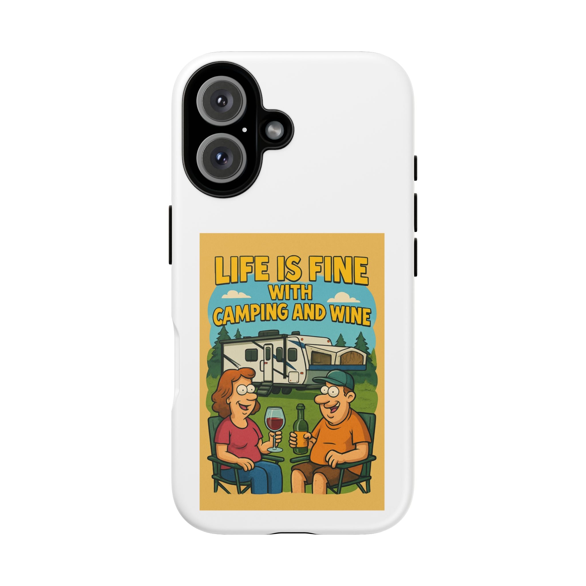 Camping & Wine Phone Case, Outdoor Adventure Accessory, Fun Gift for Campers, Summer Travel Essential, RV Lover Present