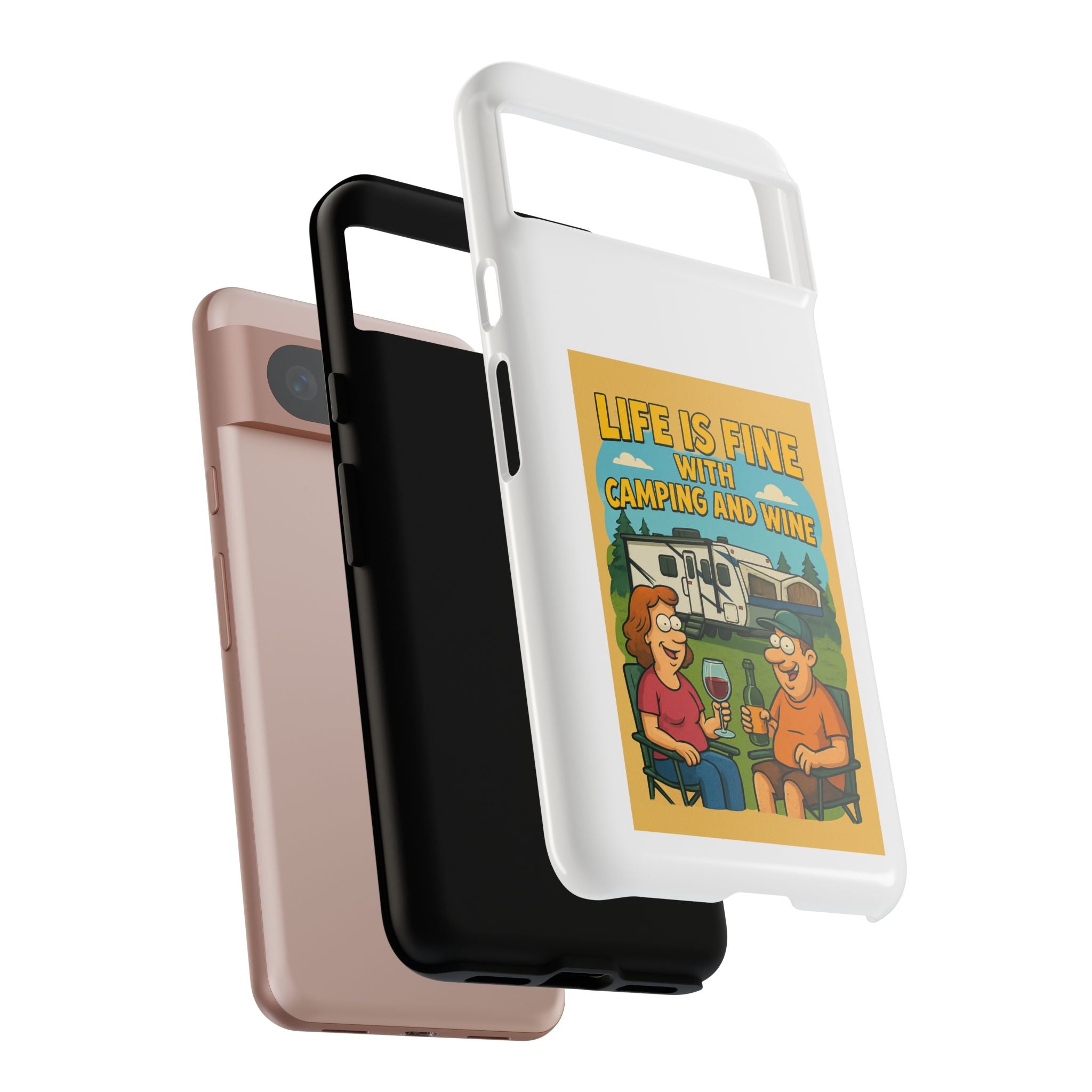 Camping & Wine Phone Case, Outdoor Adventure Accessory, Fun Gift for Campers, Summer Travel Essential, RV Lover Present
