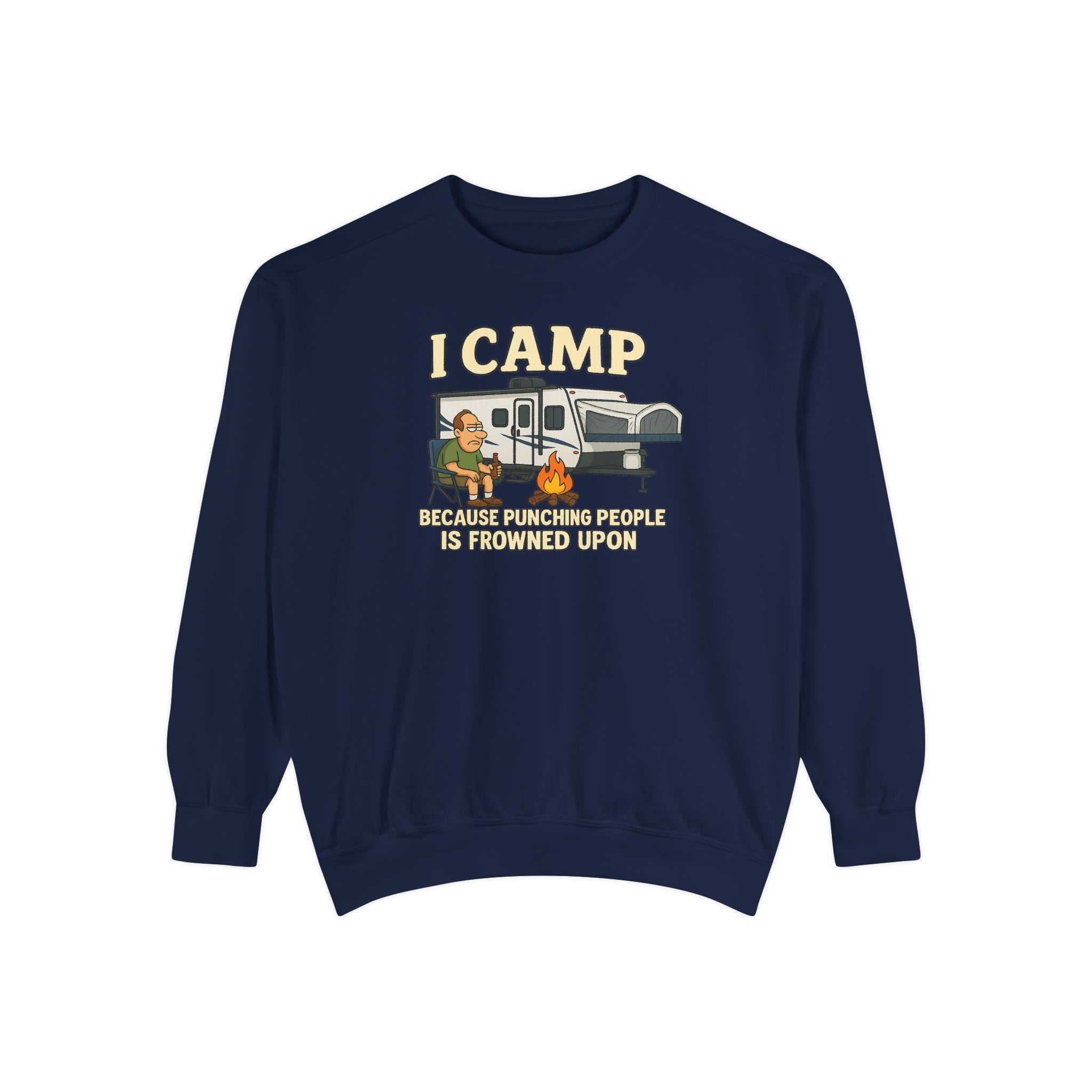 I Camp Unisex Garment-Dyed Sweatshirt - Cozy Camping Apparel for Outdoor Lovers