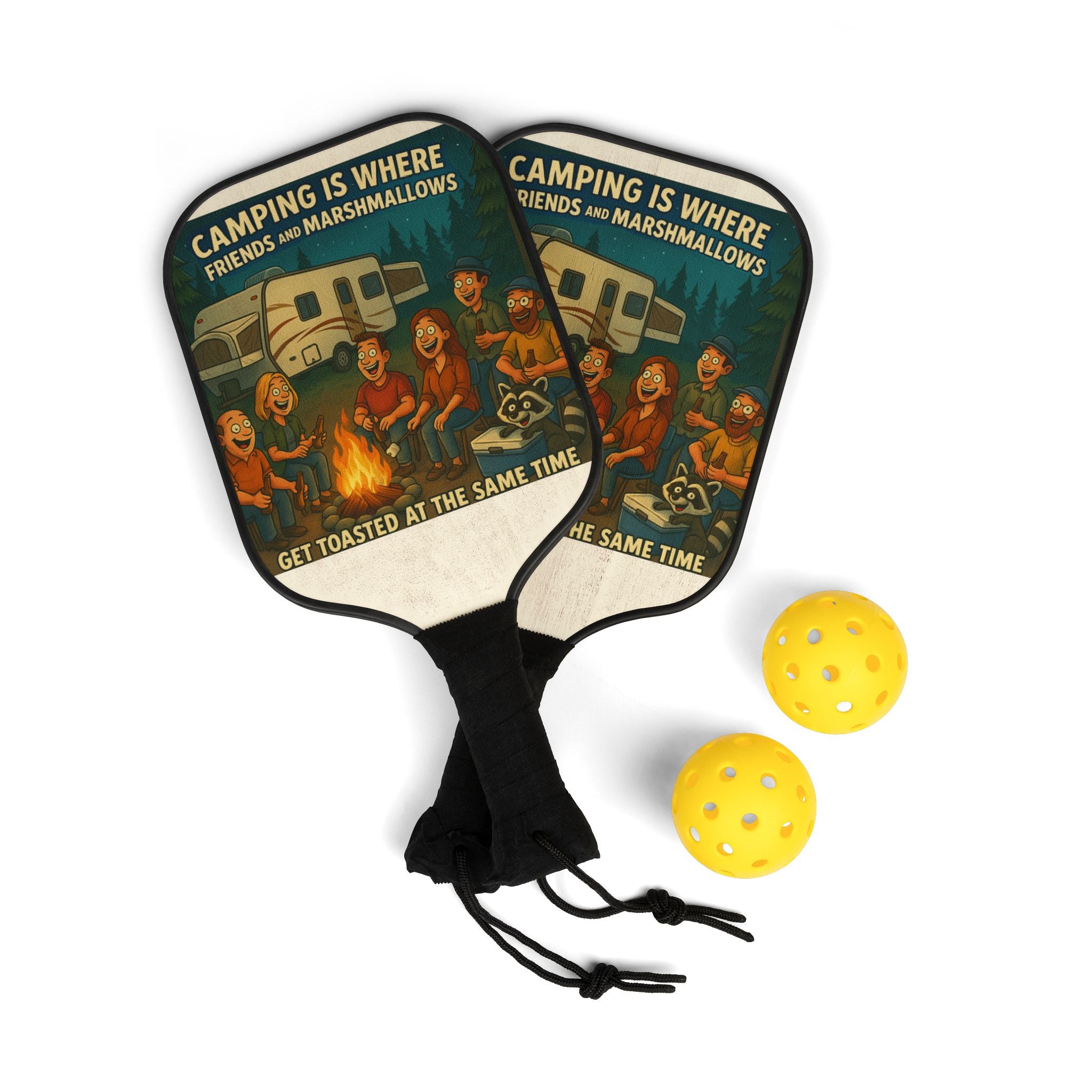 Pickleball Paddle Set - Fun Camping Vibe, Ideal for Outdoor Enthusiasts, Gift for Sports Lovers, Family Game Nights, Adventure Gear
