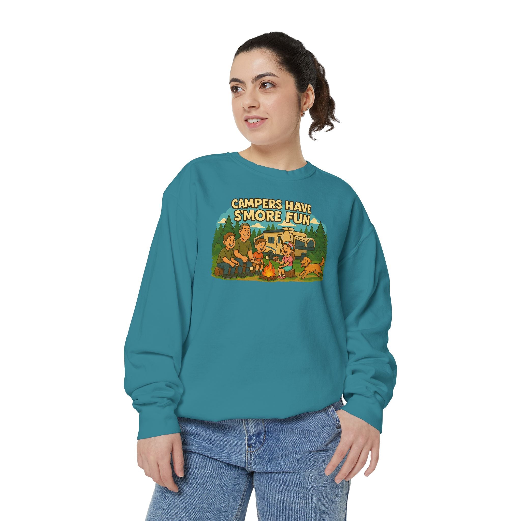 Camper Vibes Sweatshirt - Enjoy S'mores, Unisex Campfire Clothing, Perfect for Outdoor Adventures, Gift for Adventurers, Cozy Camping Attire