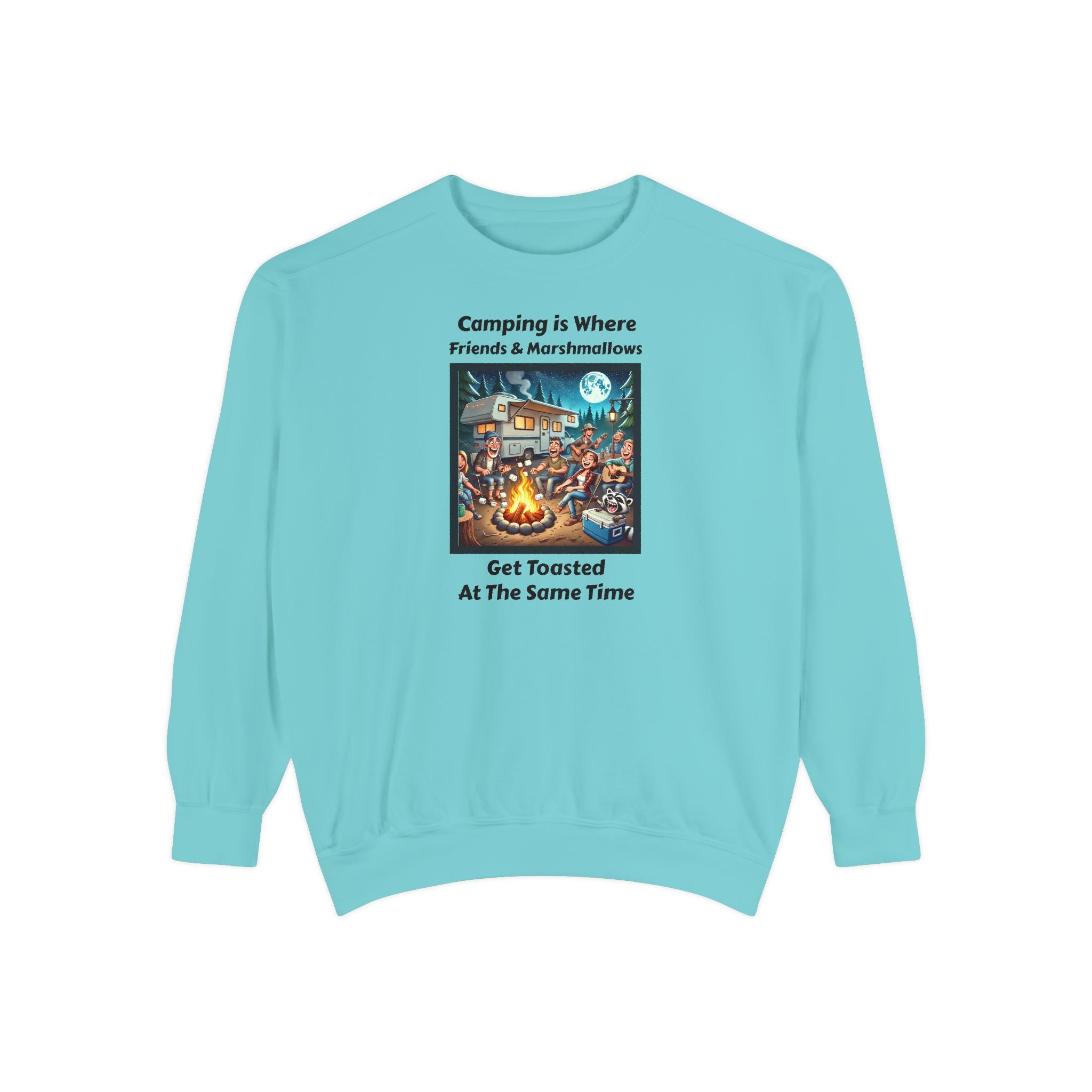 Unisex Garment-Dyed Sweatshirt - Camping is where friends and marshmallows get toasted at the same time