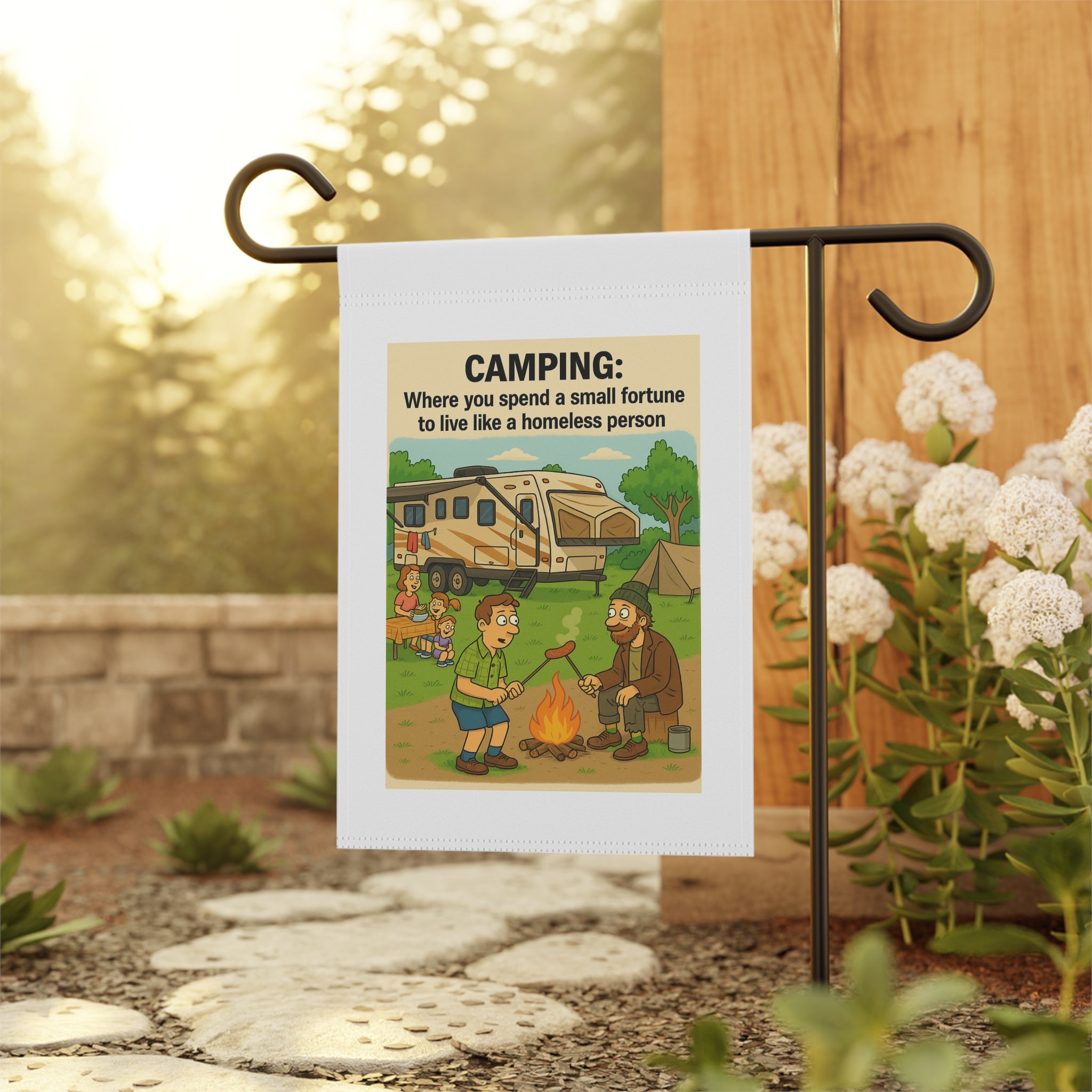 Camping Garden Banner, Outdoor Decor, Funny Garden Flag, Home and Garden Sign, Camping Gift, RV Decoration