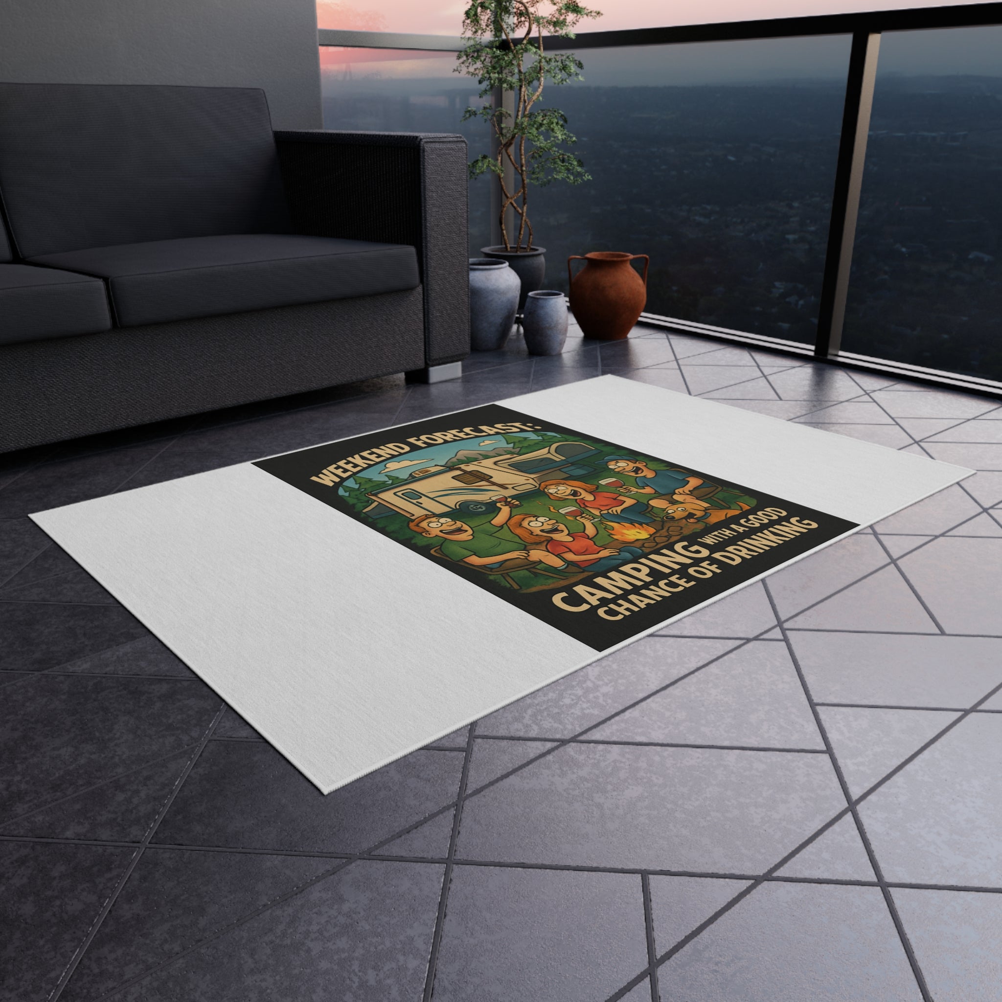 Camping Outdoor Rug with Fun Design, Picnic Mat, Patio Decor, Boho Style, Home & Garden Gift