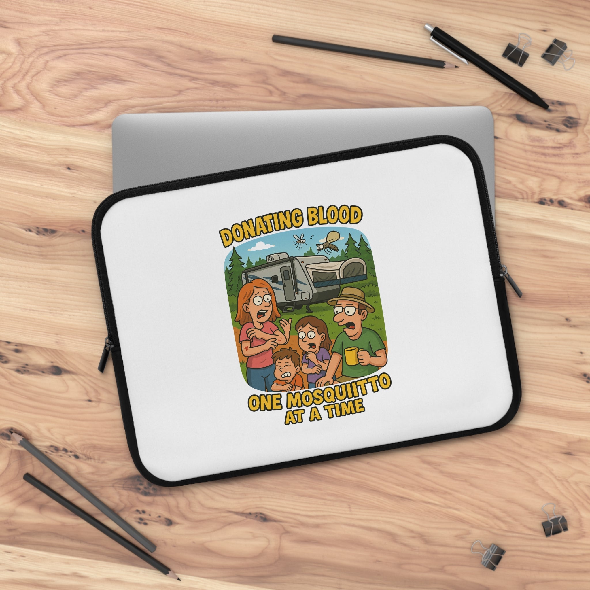 Whimsical Laptop Sleeve featuring Fun Design, Perfect for Students, Donating Blood, Office Use, Gifts, & Eco-Friendly Style