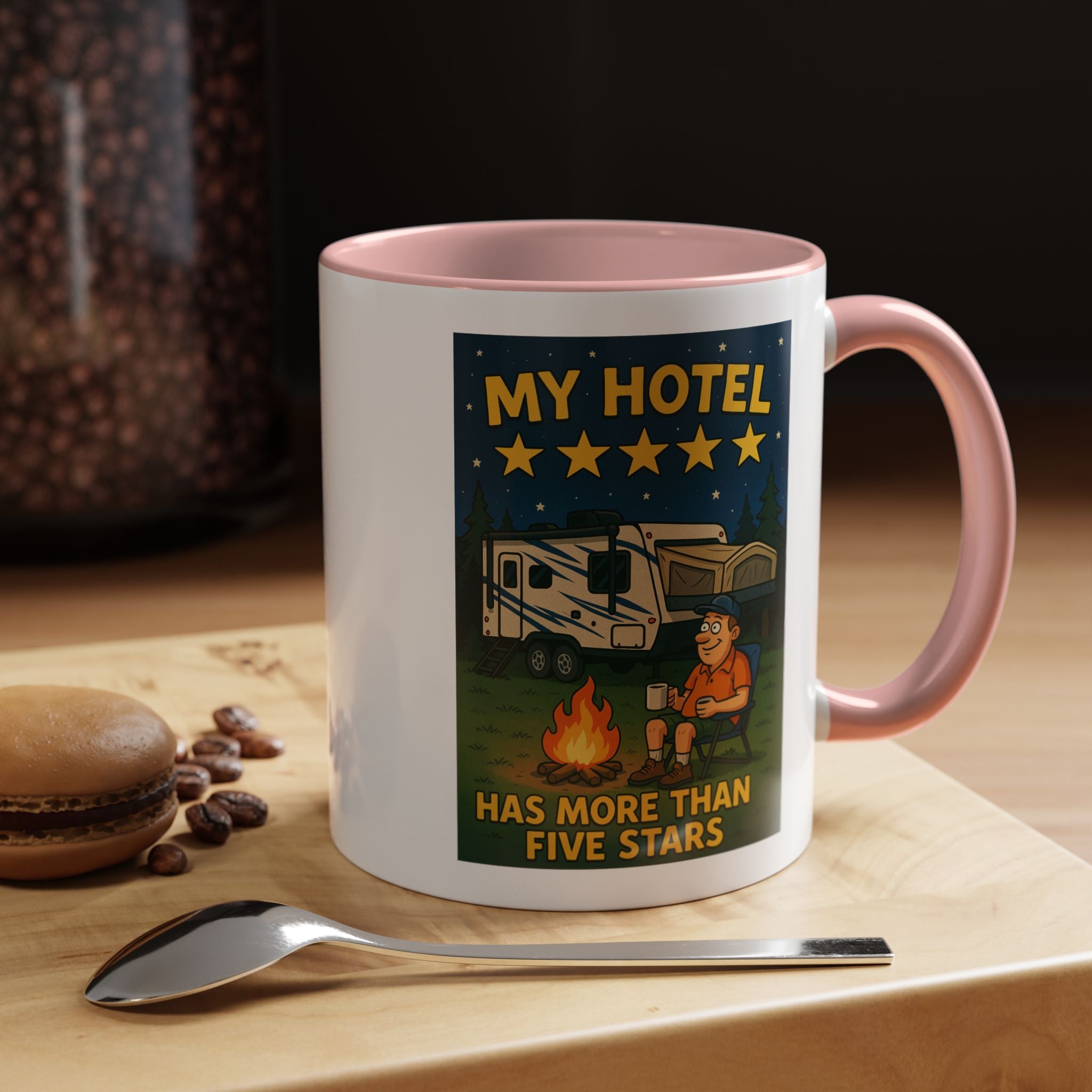 Camping-Themed Accent Coffee Mug | Perfect for RV Lovers, Campers, Travelers, Cozy Nights, Outdoor Adventures, Unique Gift Ideas