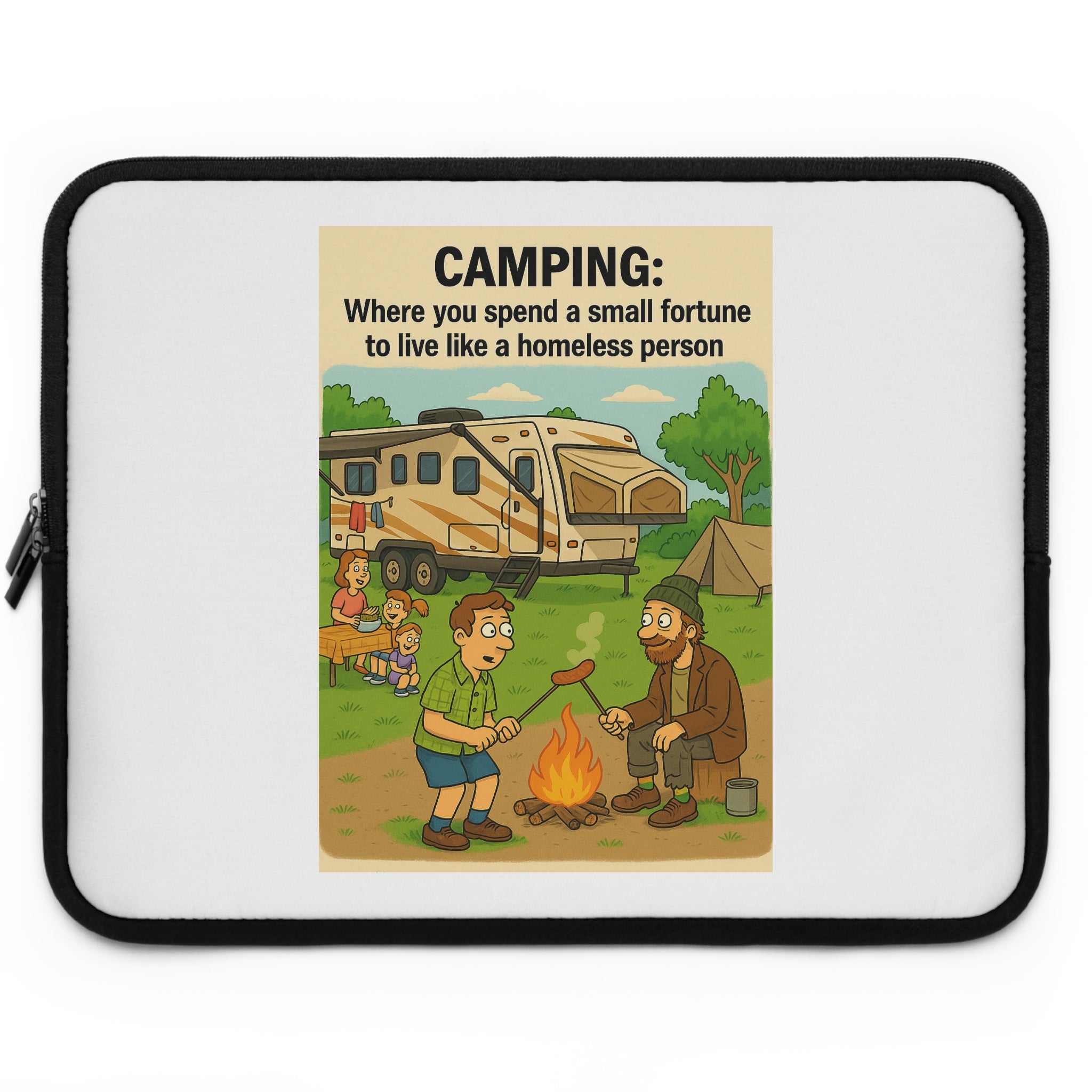 Camping Adventure Laptop Sleeve - Fun Outdoor Design, Computer Case for Nature Lovers, Gift for Campers, Unique Accessories