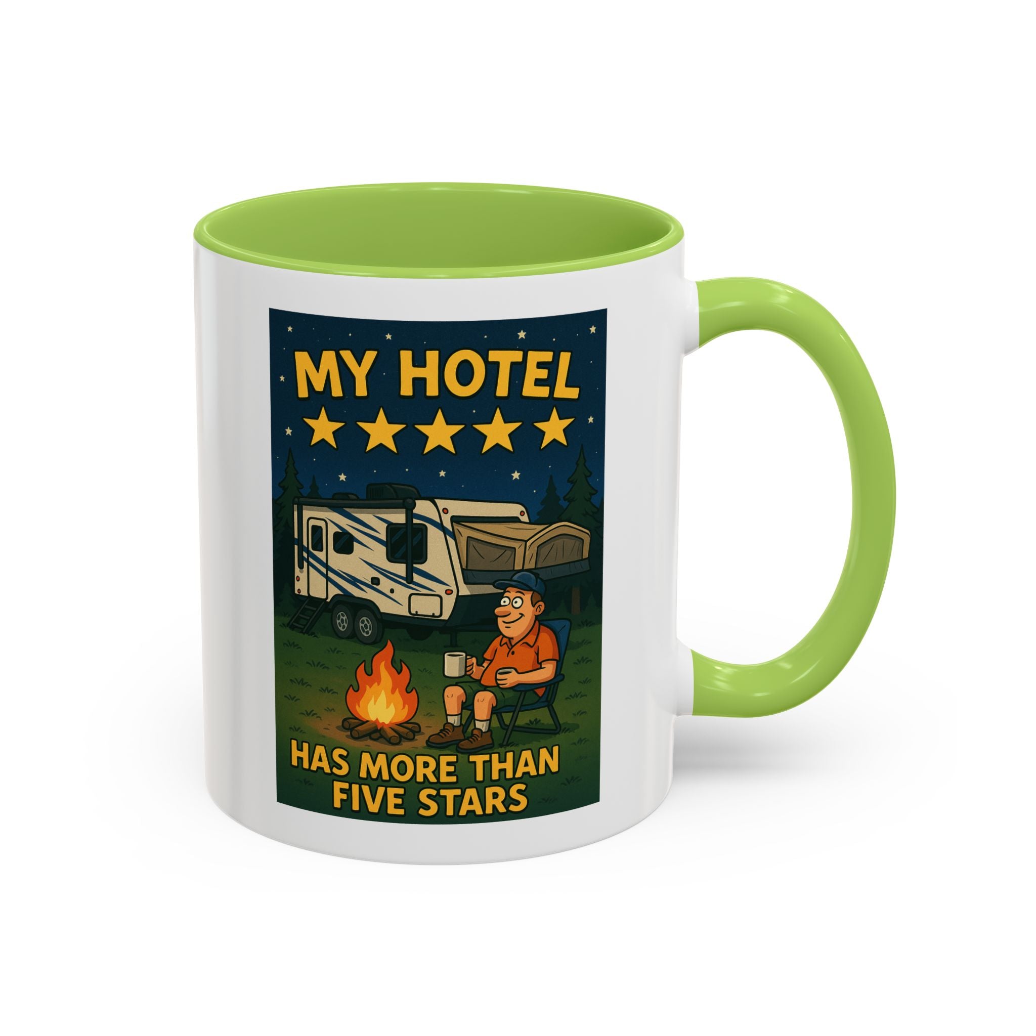 Camping-Themed Accent Coffee Mug | Perfect for RV Lovers, Campers, Travelers, Cozy Nights, Outdoor Adventures, Unique Gift Ideas