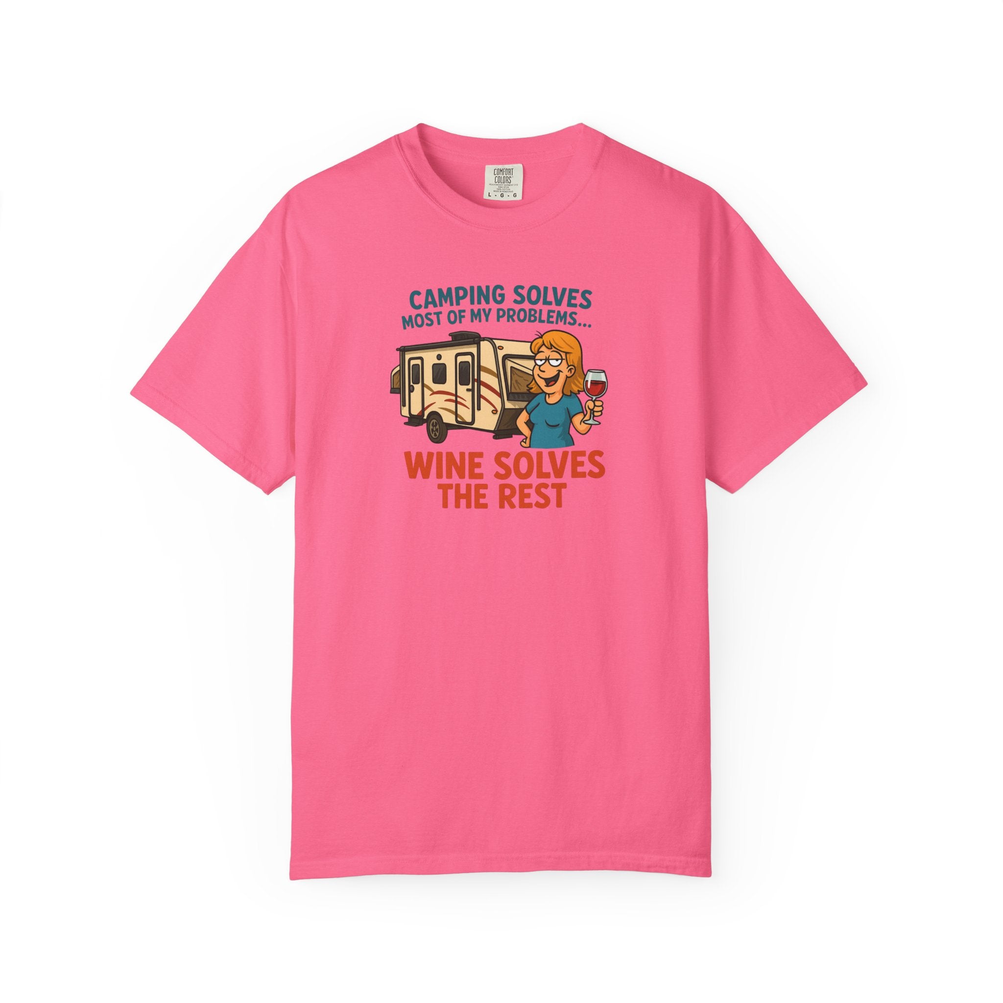 Camping & Wine Unisex T-Shirt, Relaxed Fit Tee, Perfect Gift for Campers, Wine Lovers, Outdoor Enthusiasts, Summer Celebrations