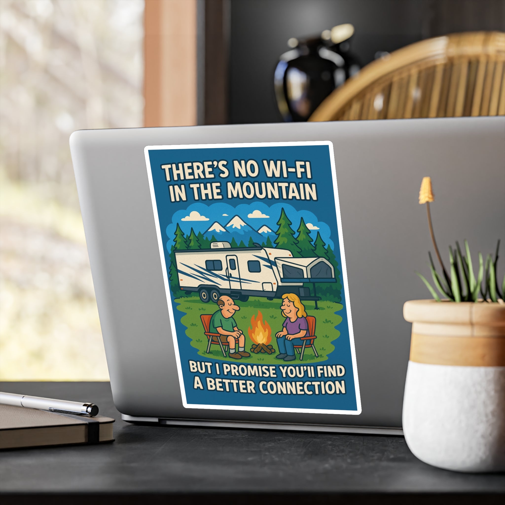 Camping Kiss-Cut Vinyl Decal, Outdoor Adventure Sticker, RV Life Decor, Nature Lover Gift, Fun Campfire Quote