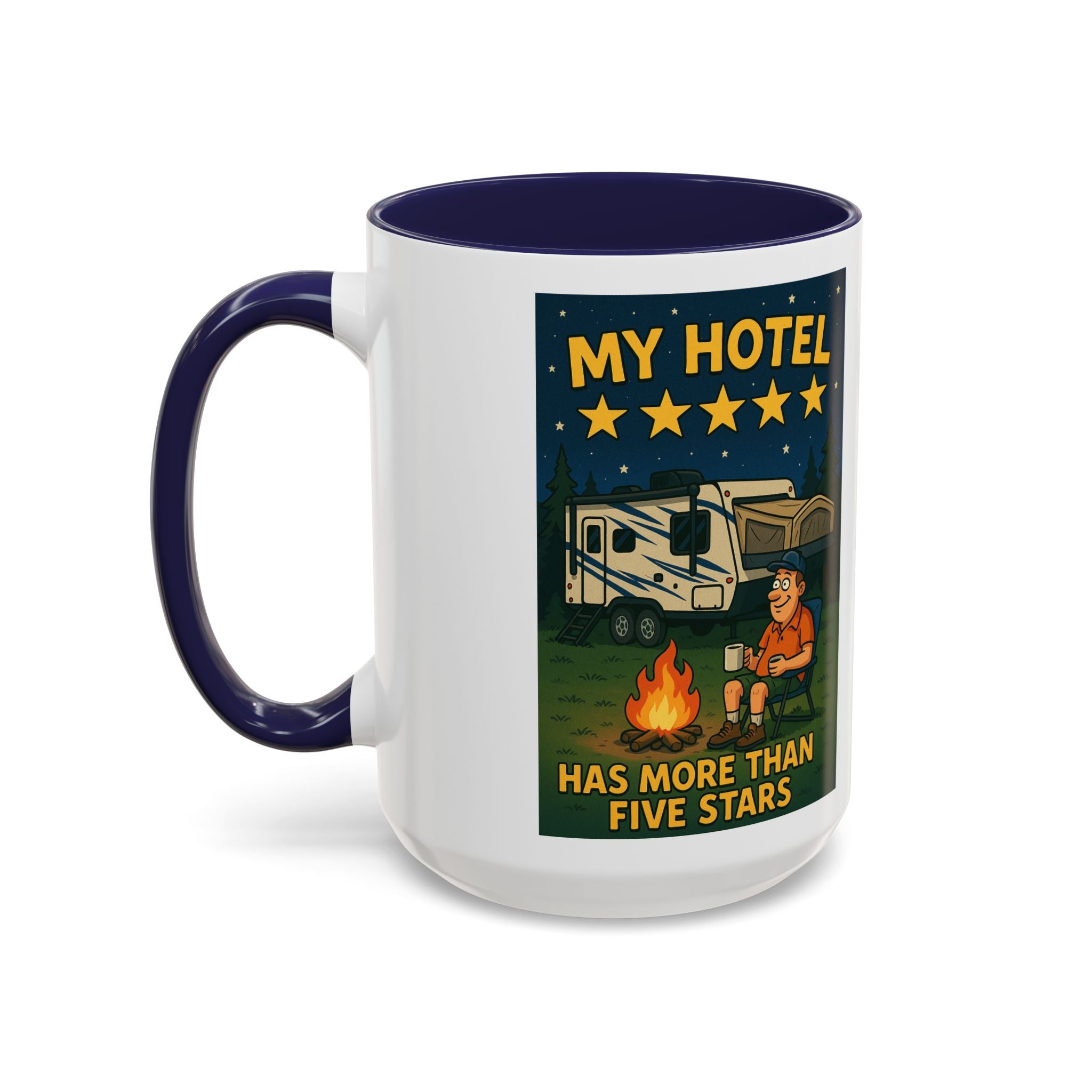 Camping-Themed Accent Coffee Mug | Perfect for RV Lovers, Campers, Travelers, Cozy Nights, Outdoor Adventures, Unique Gift Ideas