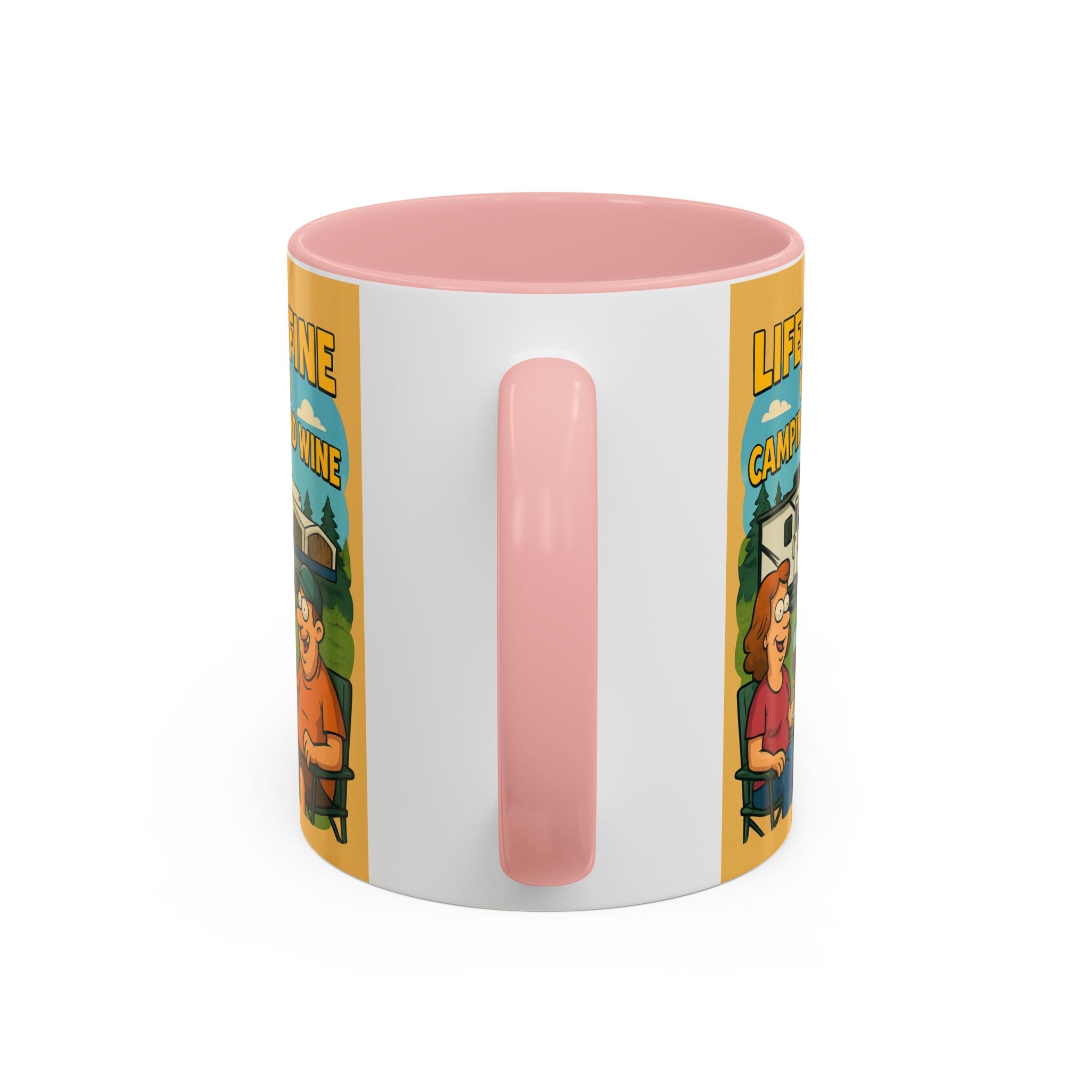 Life is fine with camping and wine Hybrid Camper Coffee Mug (11, 15oz)