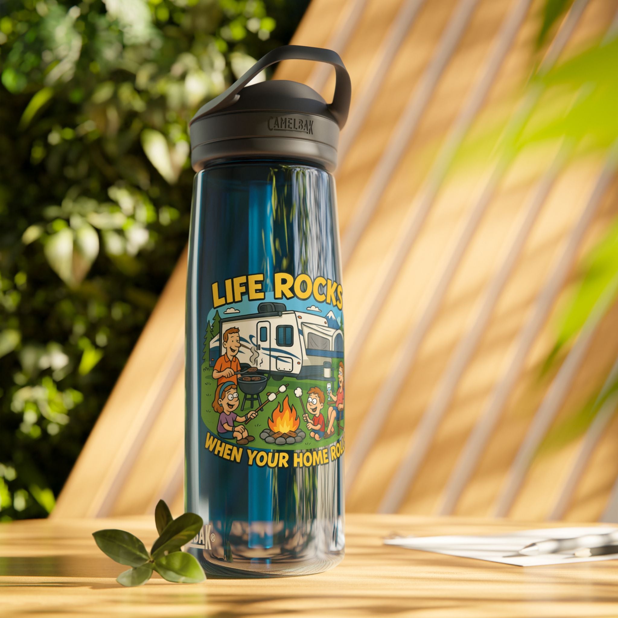 Camping Water Bottle with Life Rocks Design, Adventure Hydration, RV Lover Gift, Outdoorsy Water Bottle, Eco-Friendly Travel Gear
