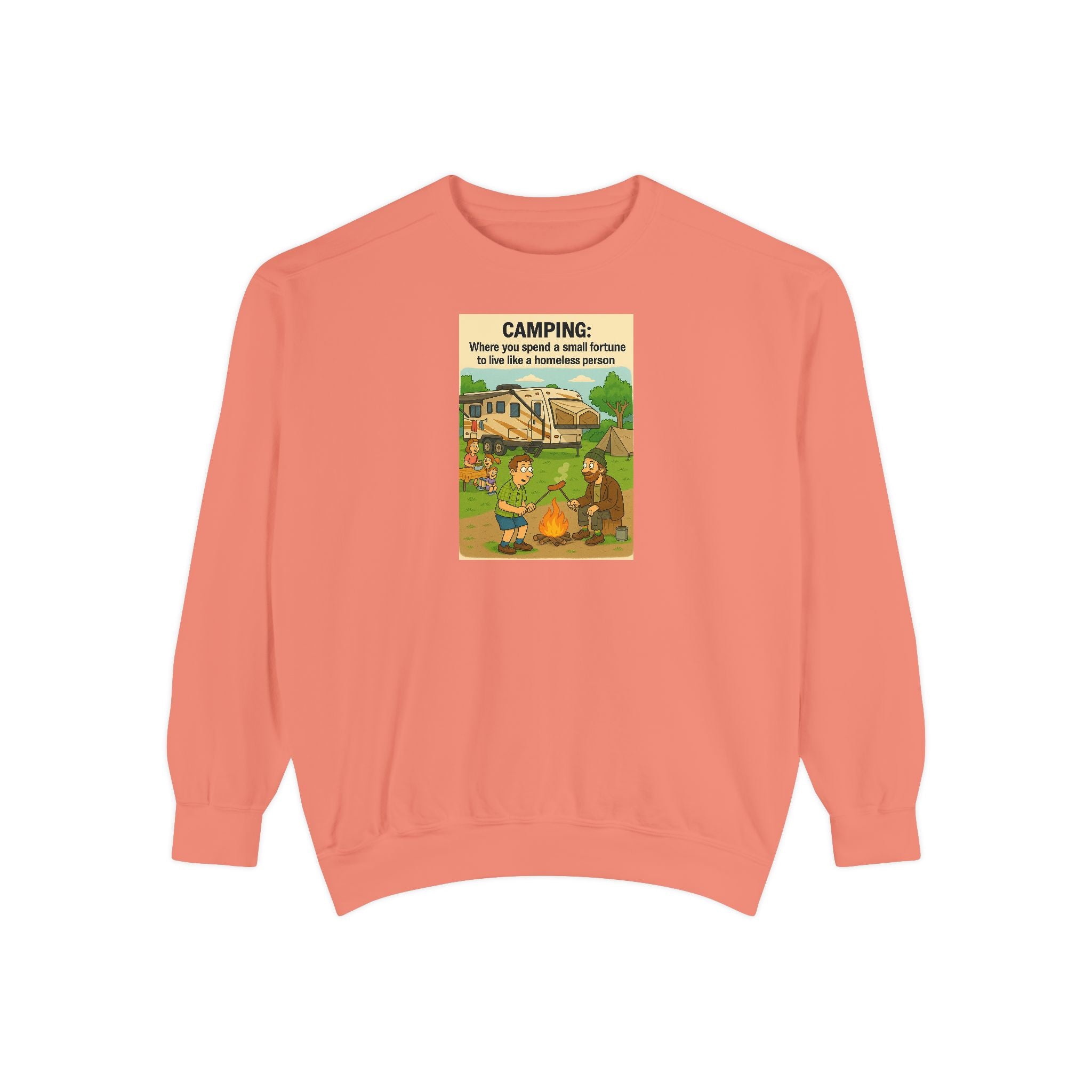 Camping Adventure Sweatshirt, Unisex Garment-DyedPullover, Cozy Casual Wear, Outdoor Enthusiast Gift, Camping Trip Apparel