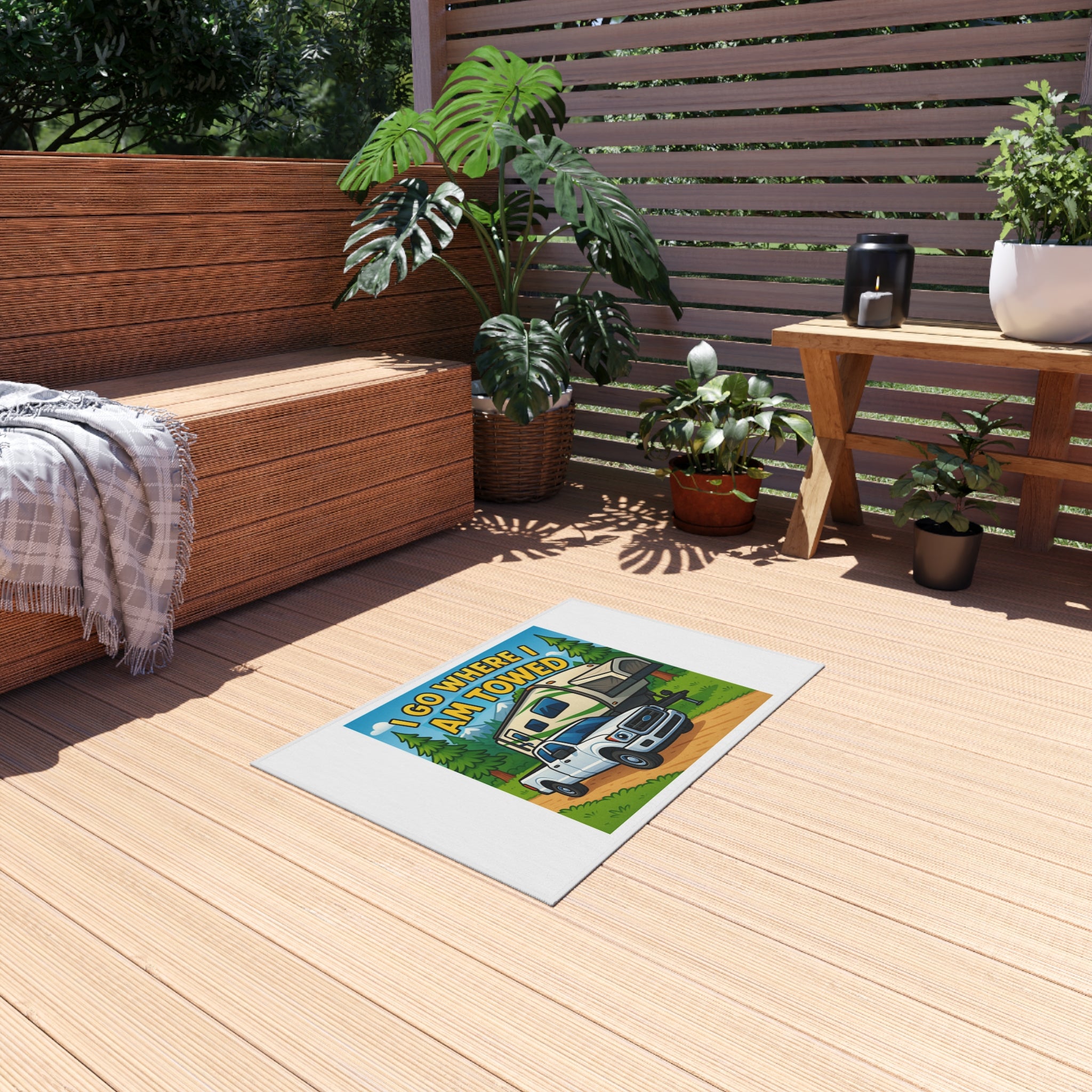 Adventure-Ready Outdoor Rug, RV Lover's Welcome Mat, Camping Decor, Patio Accessory, Travel Enthusiast Gift