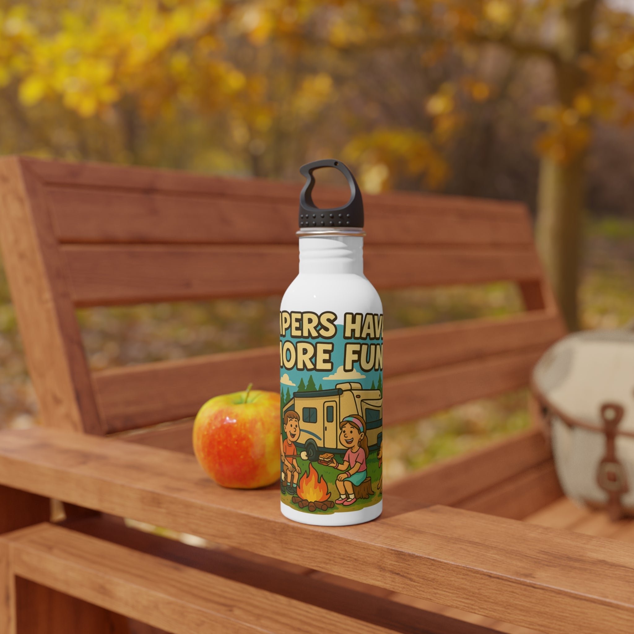 Camping Vibes Water Bottle, Outdoor Adventure, S'mores Fun, Eco-Friendly Hydration, Gift for Campers, Hiking Gear
