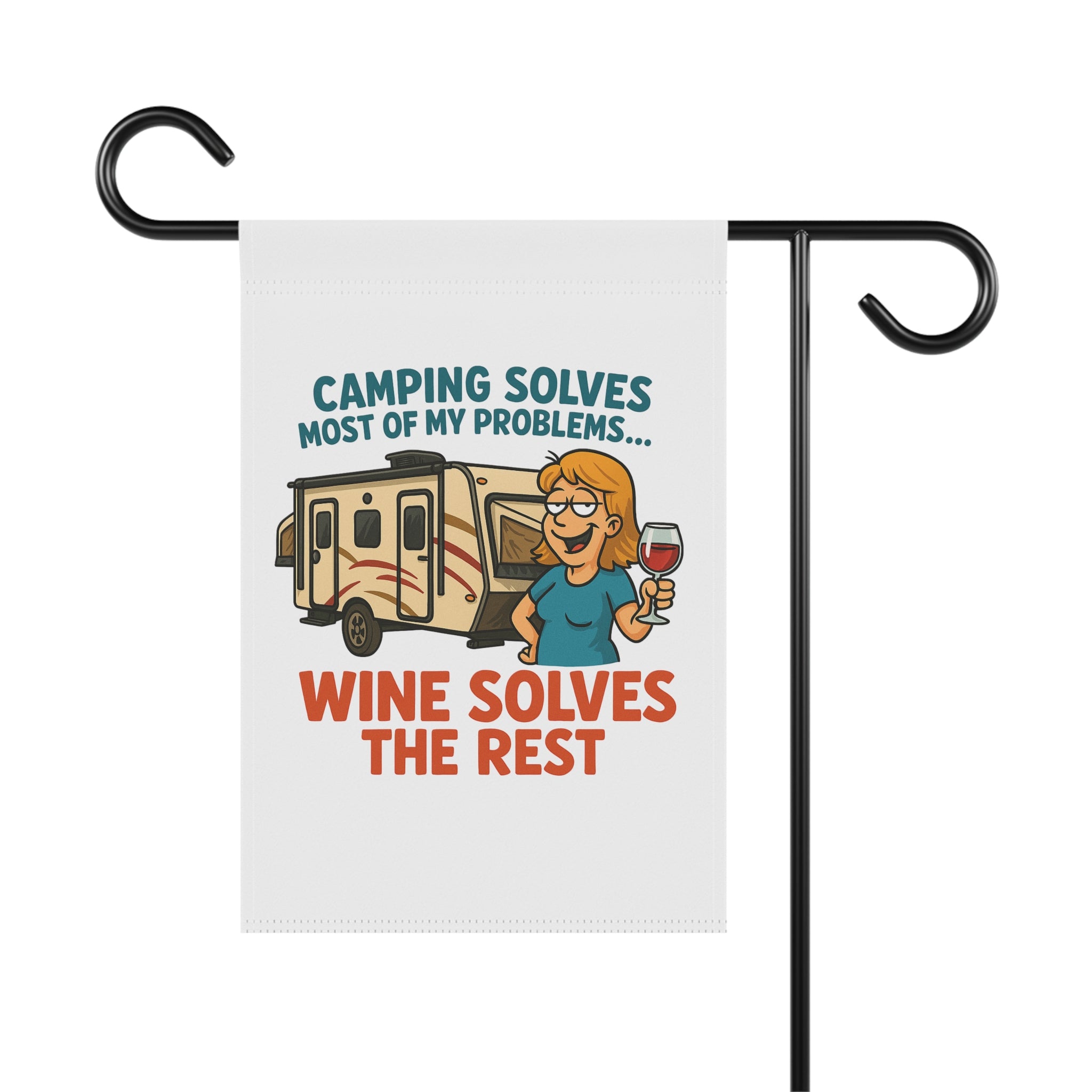 Camping & Wine Garden Banner, Outdoor Decor, Home & Garden Sign, RV Lover Gift, Camping Decor, Funny Garden Flag