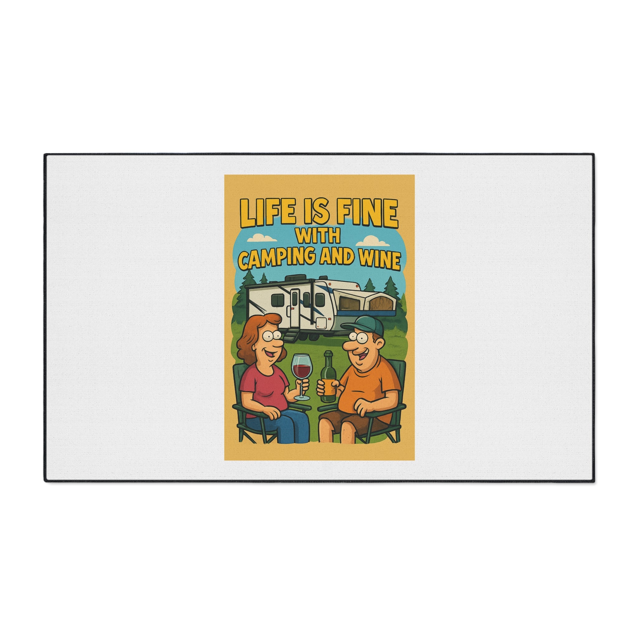 Campfire Vibes Floor Mat - Perfect for Outdoor Gatherings, RV Adventures, Gift for Camping Enthusiasts, Wine Lovers, Patio Decor