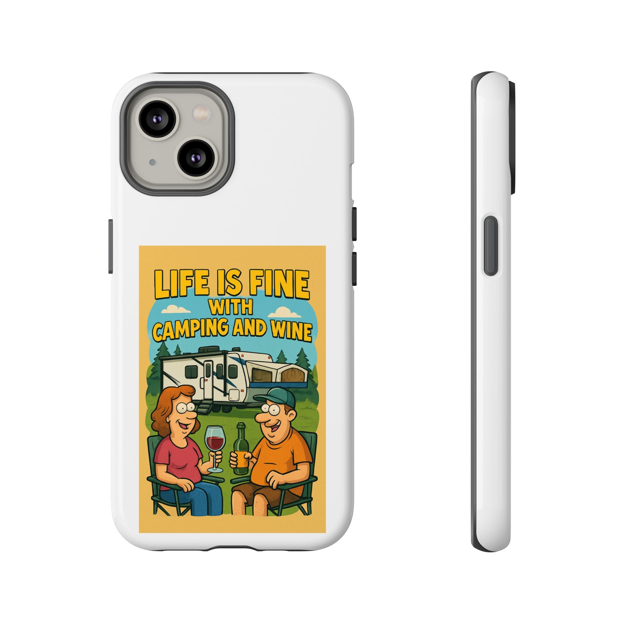 Camping & Wine Phone Case, Outdoor Adventure Accessory, Fun Gift for Campers, Summer Travel Essential, RV Lover Present